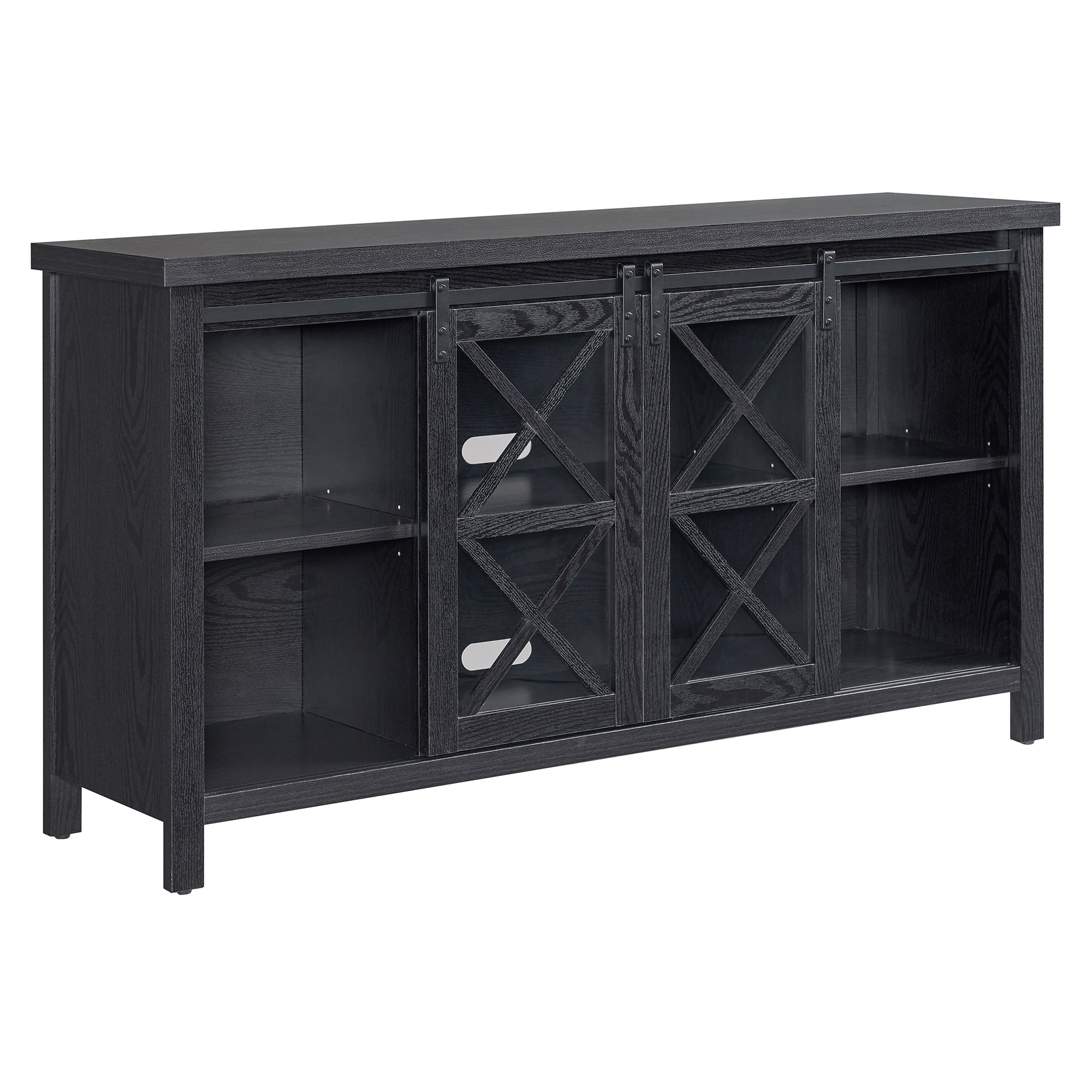 Clementine 58" Black Grain Metal TV Stand with Cabinet