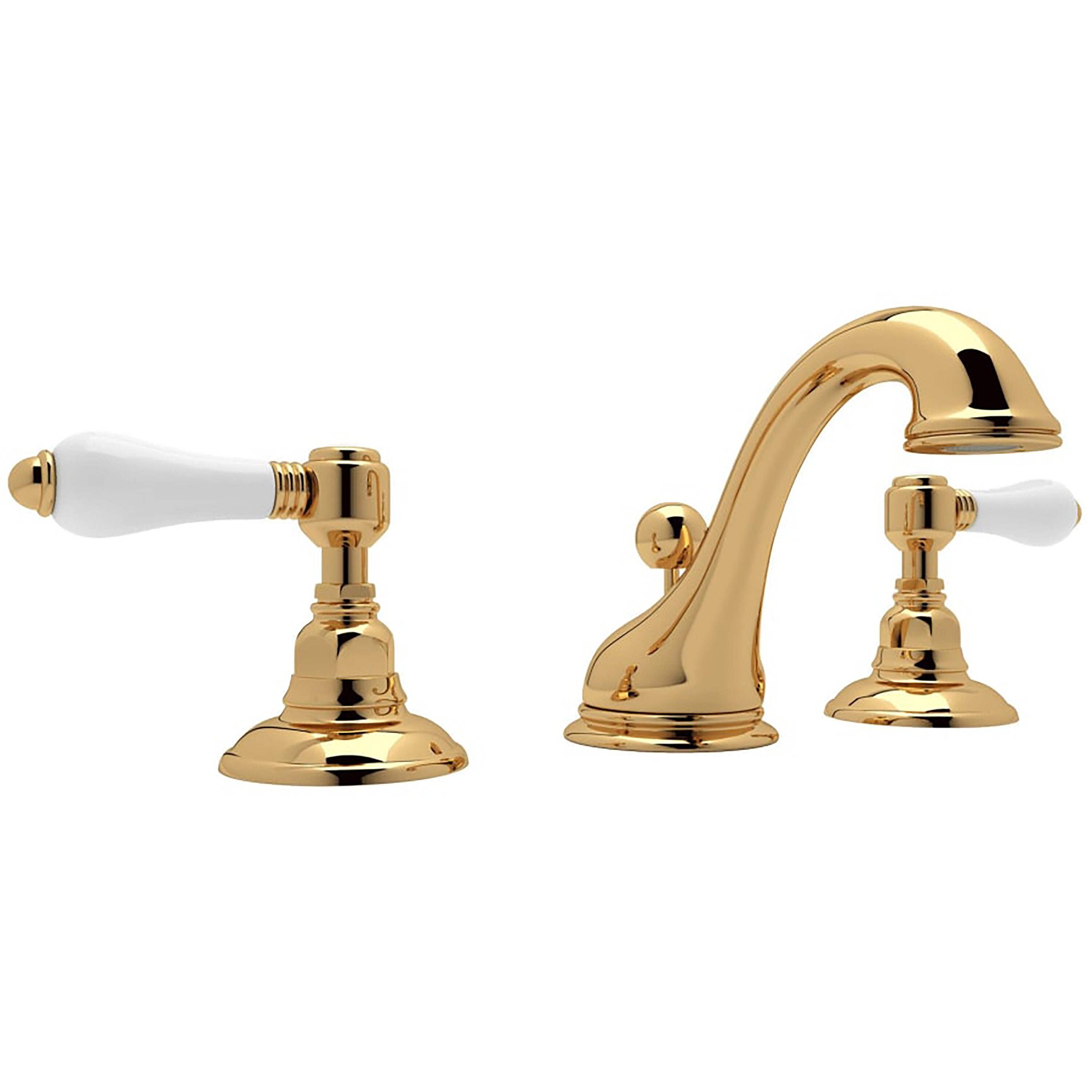 Polished Nickel Brass Widespread Bathroom Faucet with Porcelain Handles