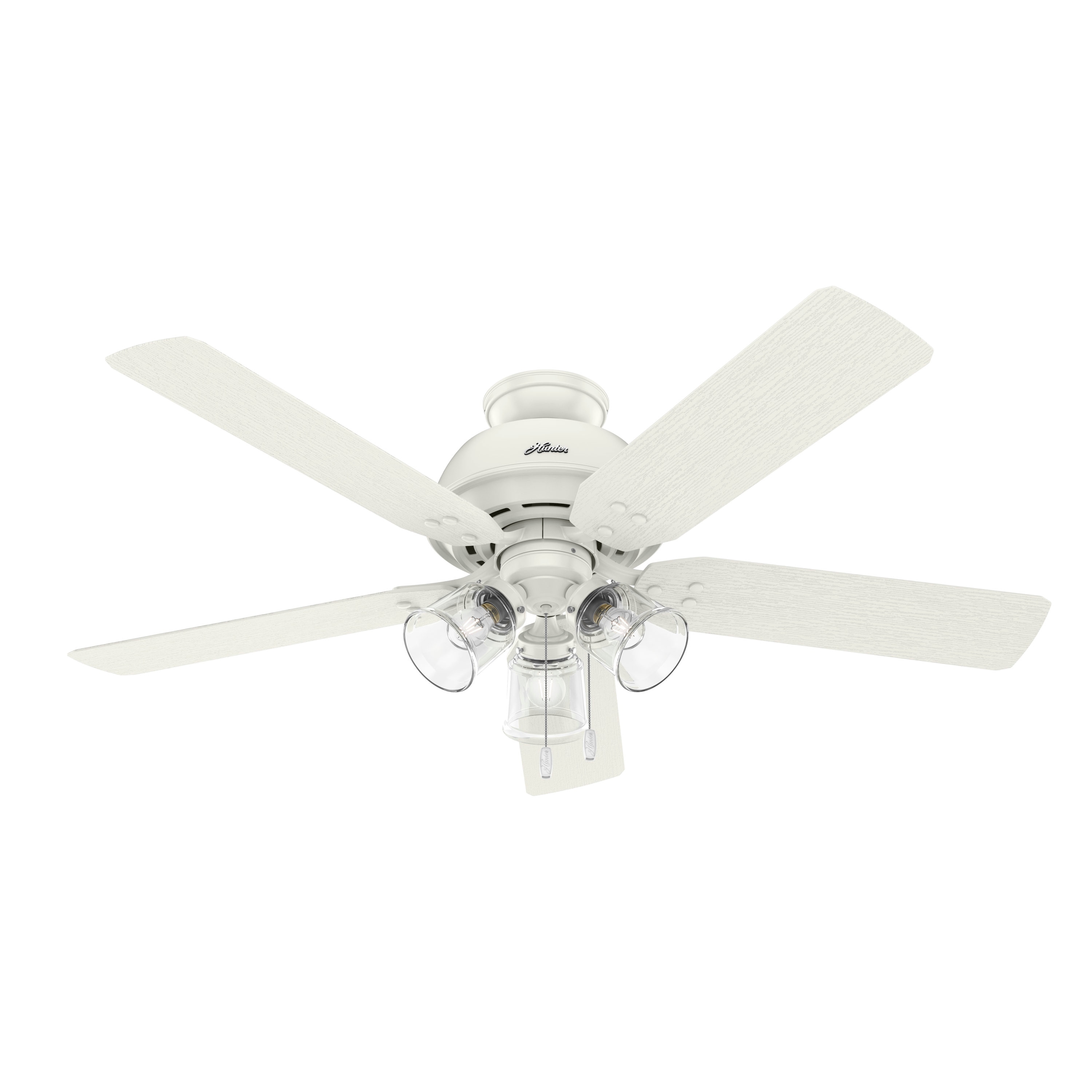5 Blade Hunter Fan 52" Damp Rated Outdoor Ceiling Fan in White 
