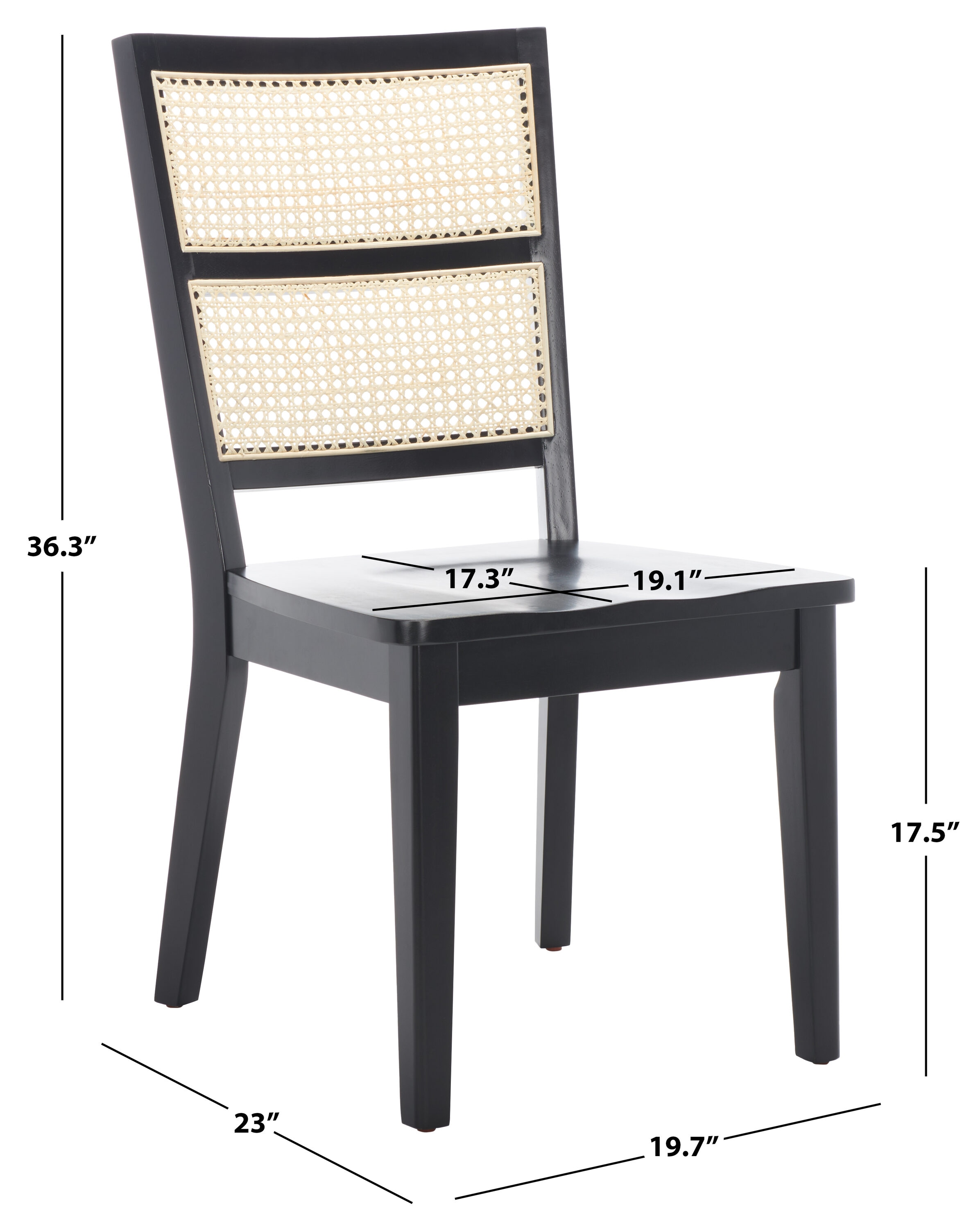 Black and Natural Woven Rattan Back Dining Chair Set