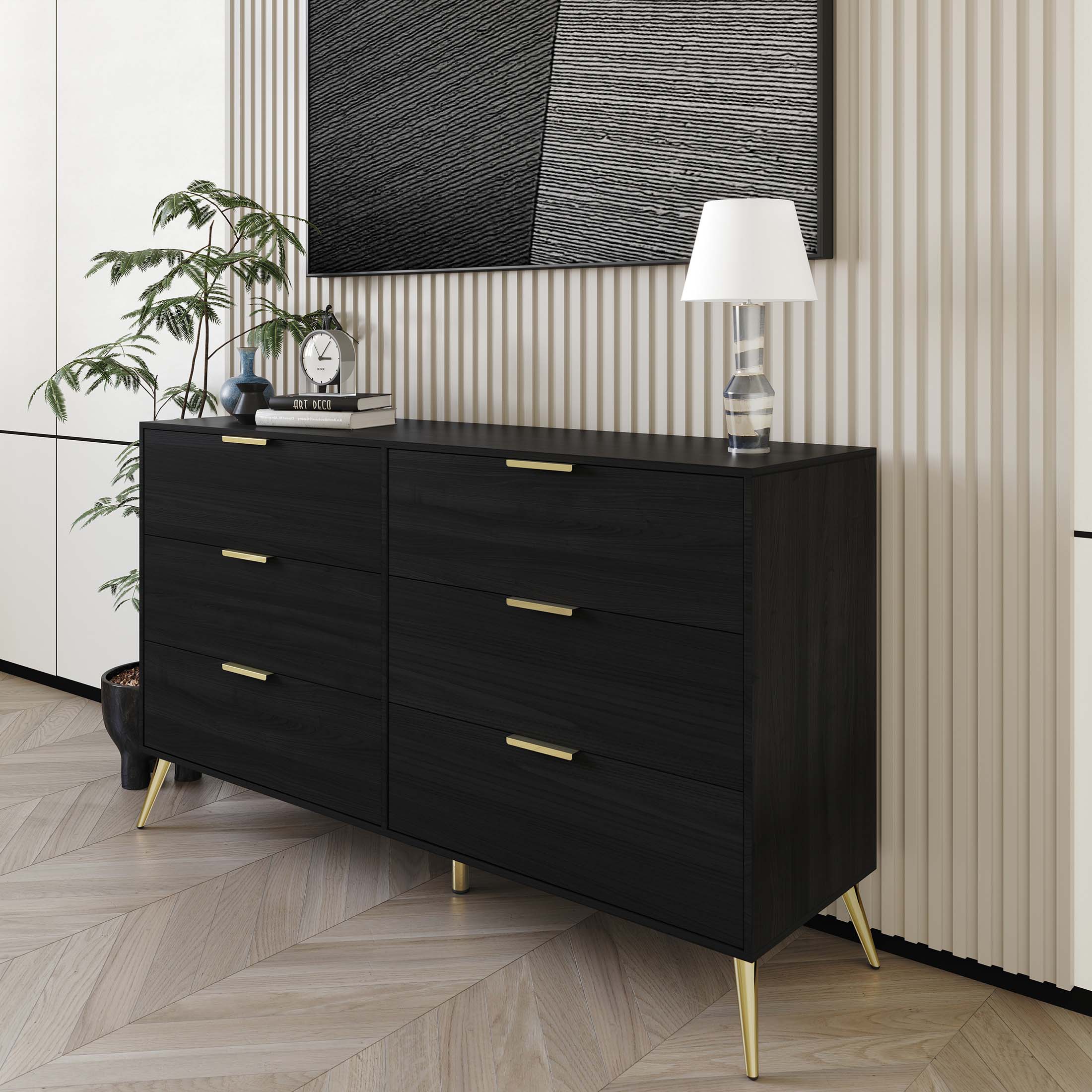 CasePiece C90138DR-BK Black 6 -Drawer Standard dresser