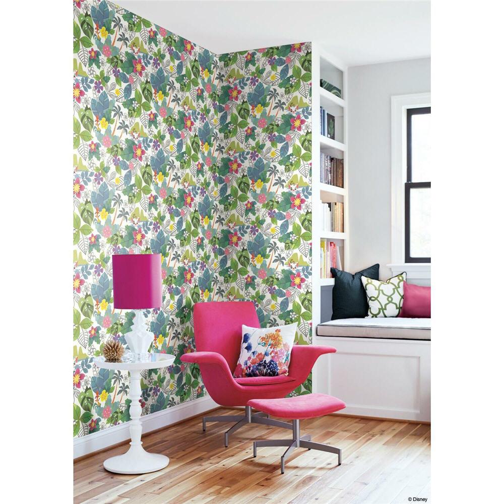 York Wallcoverings DI0994 Disney Kids Vol. 4 56-sq ft Pink/Green Non-woven Floral Unpasted Wallpaper