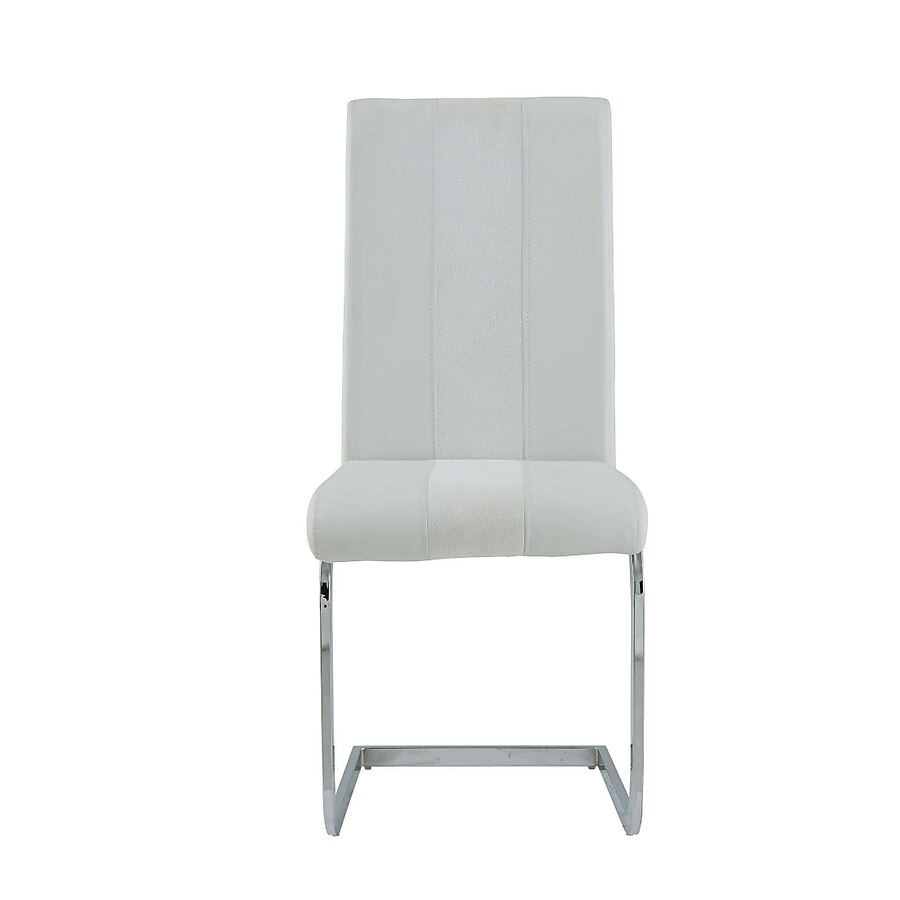 Set Of 4 White Two Toned Dining Chairs With Silver Tone Metal Base Set Of 4 White Two Toned Dining Chairs With Silver Tone Metal Base
