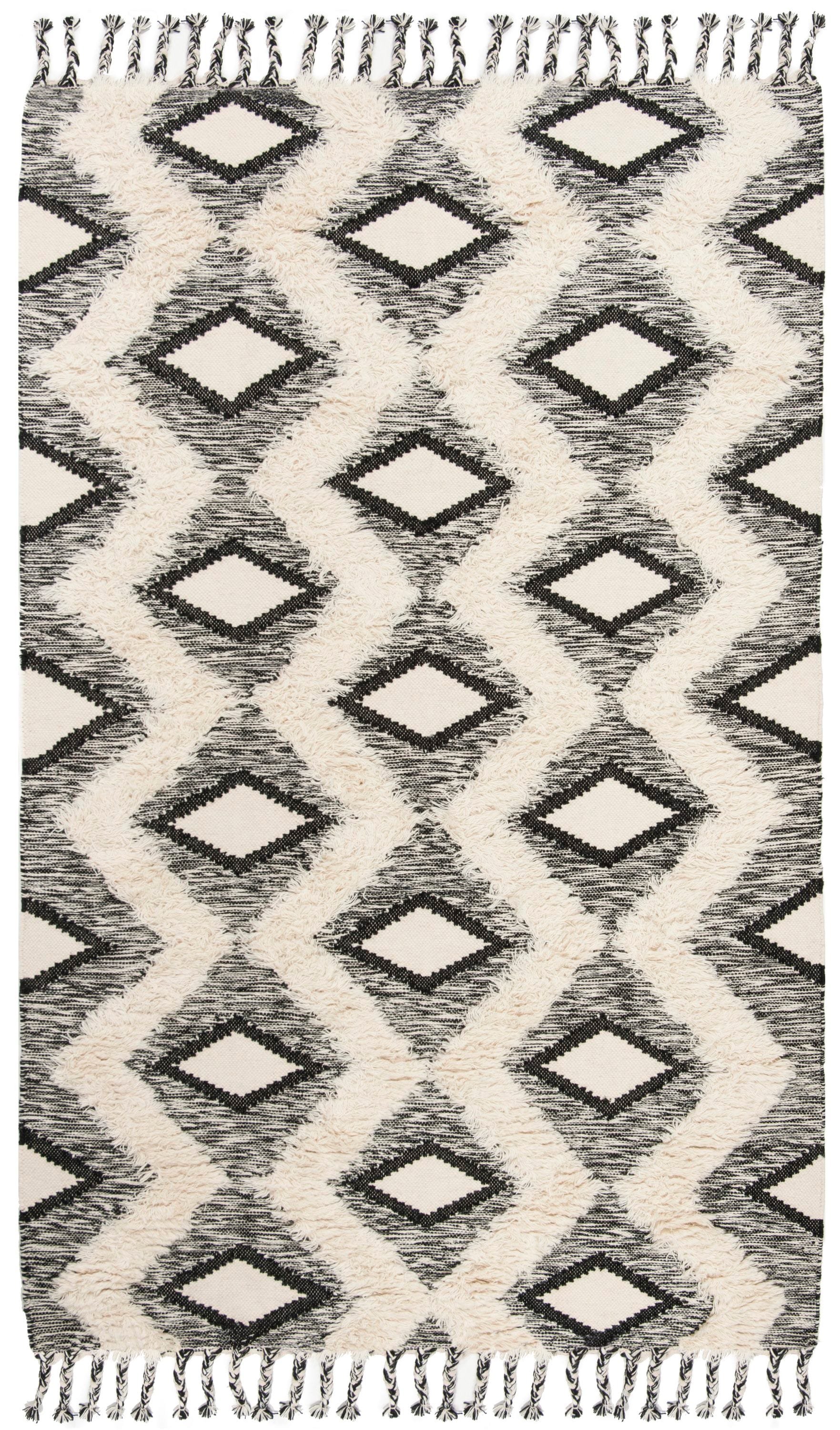 Safavieh KNY908H-5 Kenya Sloane 5 x 8 (ft) Wool Black/Ivory Rectangular Indoor Abstract Bohemian/Eclectic Area rug