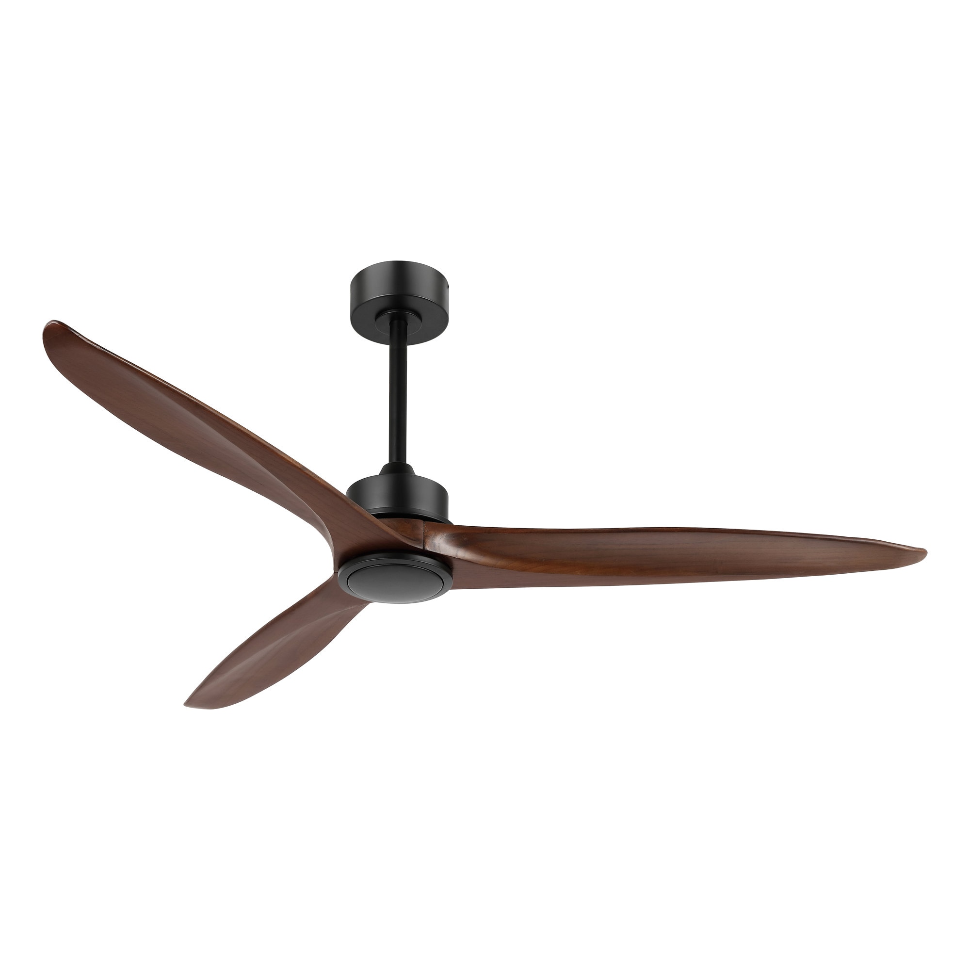 GETLEDEL LECF-5208-NW 60-in Black with Walnut Blades Propeller Ceiling Fan Without Light - Remote Included ( 3 -Blade )