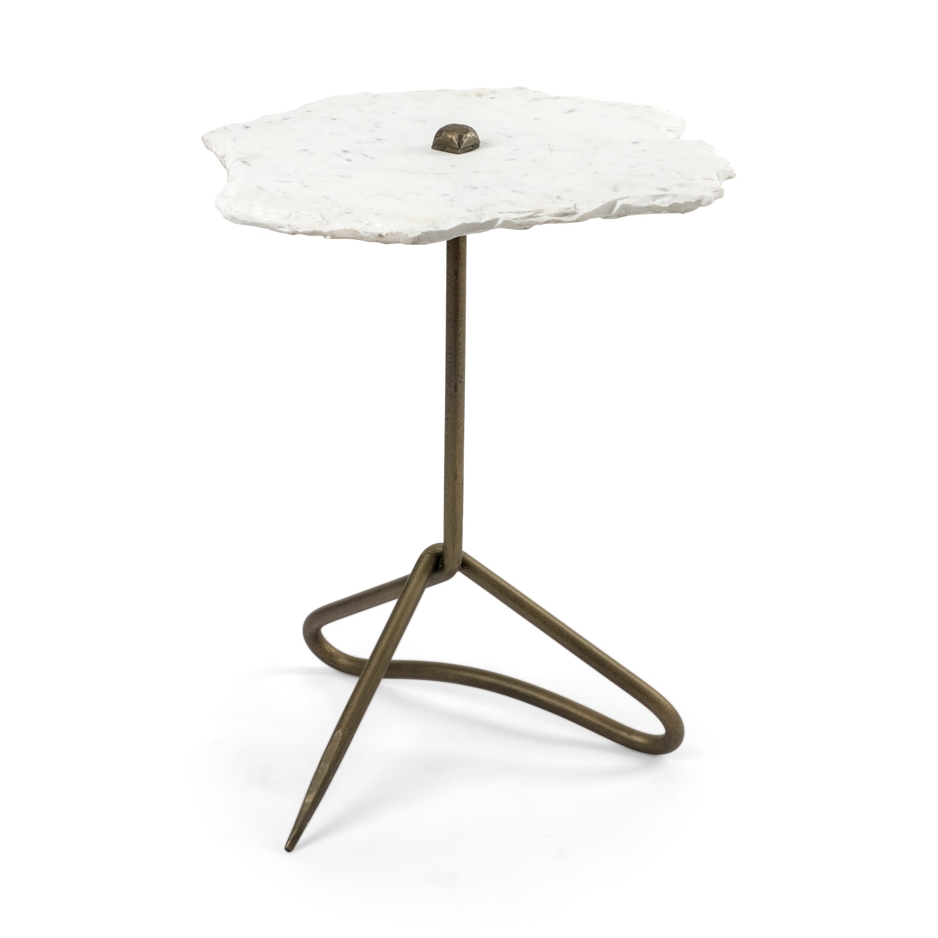 Mercana Pinera White Marble Stone Live Edge Glam End Table at Lowes.com