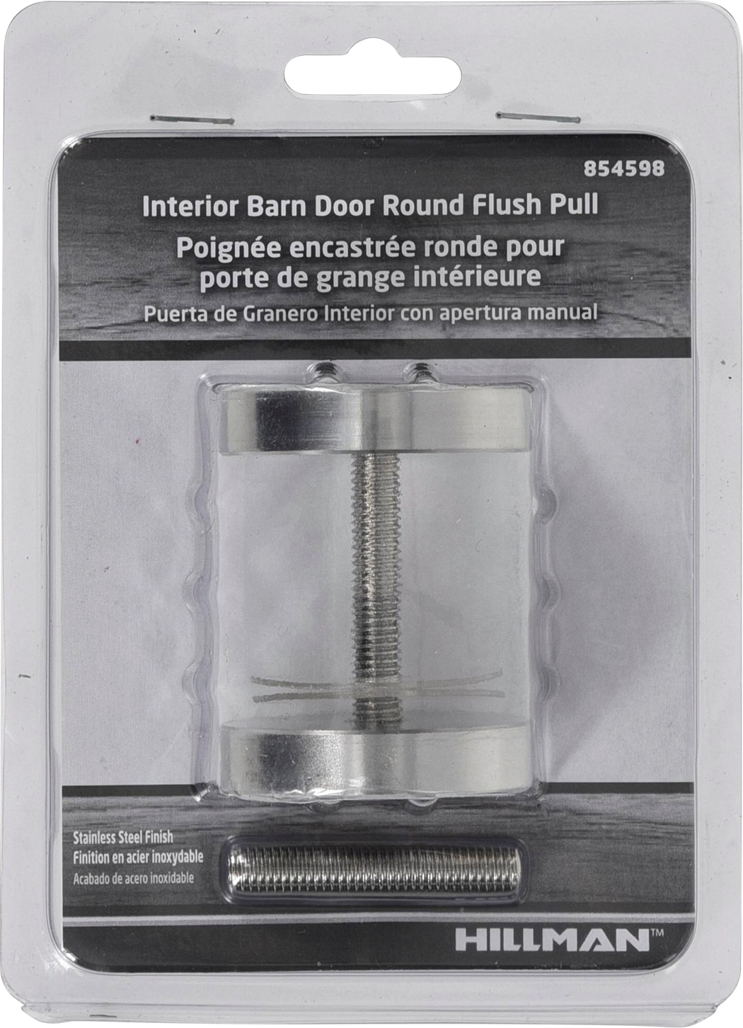 Hillman 854598 Stainless Steel Indoor Single Barn door handle