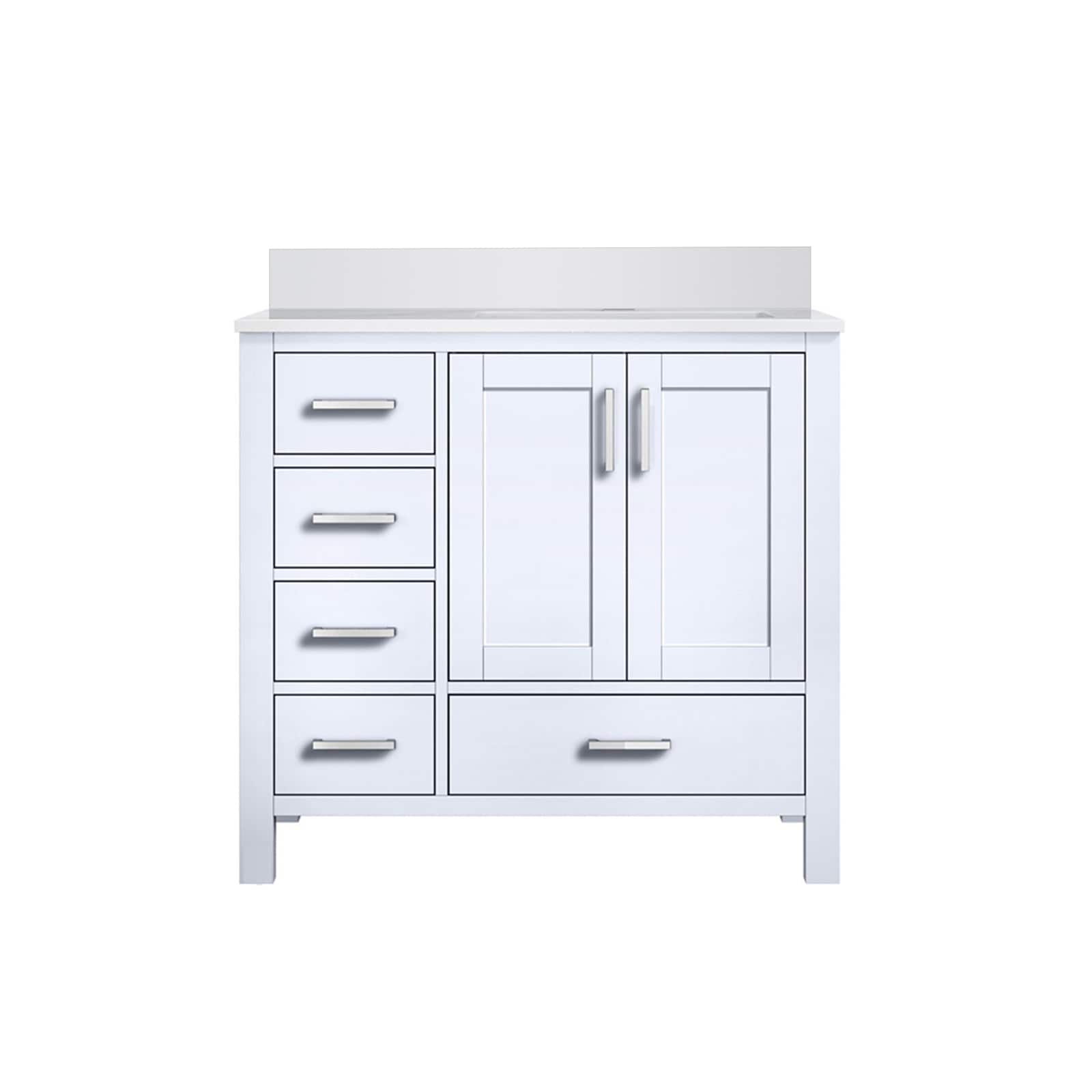 Lexora LVJ36SA300R Jacques 36-in White Undermount Single Sink Bathroom Vanity with White Cultured Marble Top