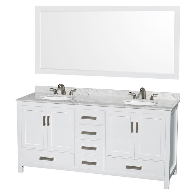 Double Sink Bathroom Vanity With, White Marble Double Sink Bathroom Vanity