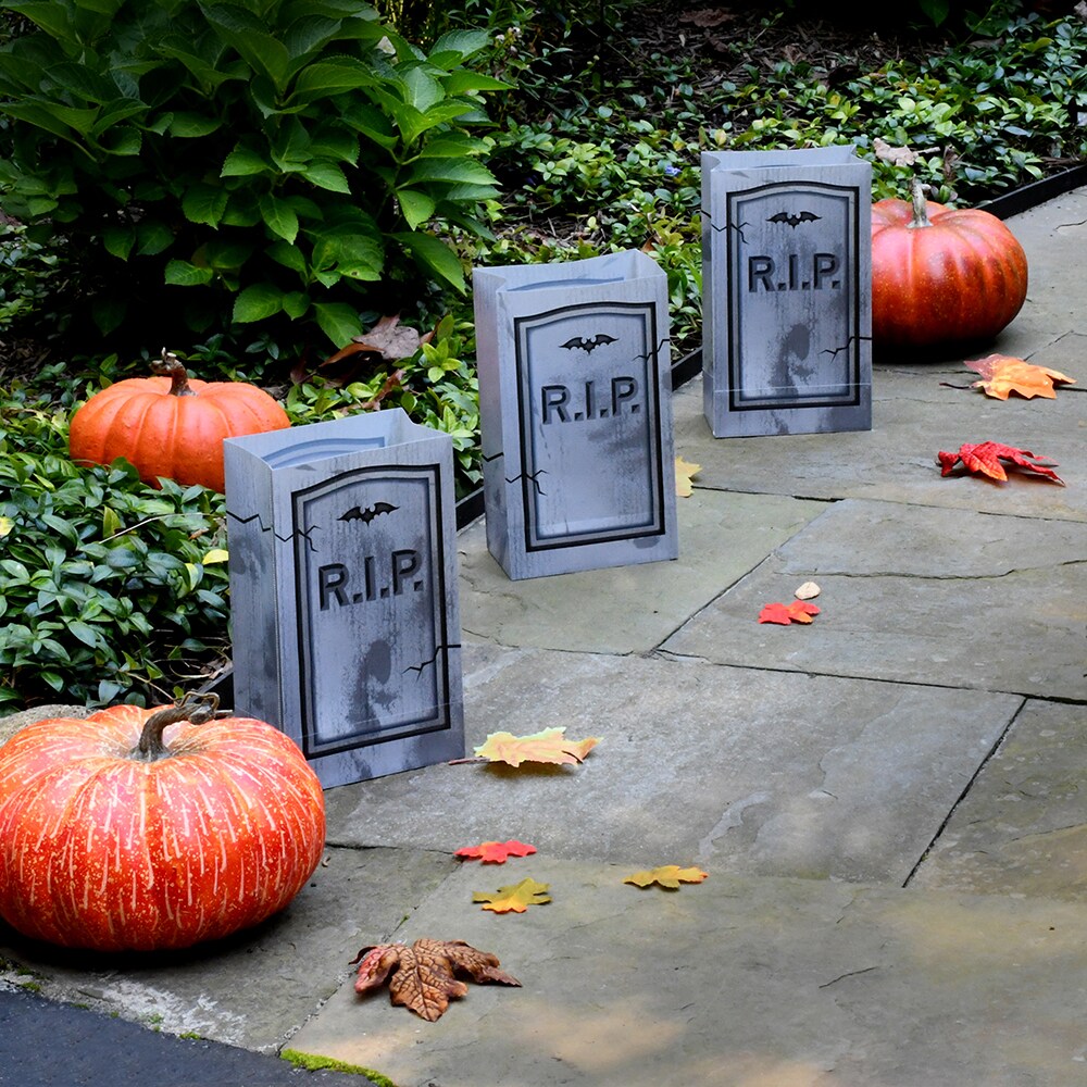 LumaBase 0.83-ft Tombstone Luminaria (12-Pack) in the Outdoor Halloween ...