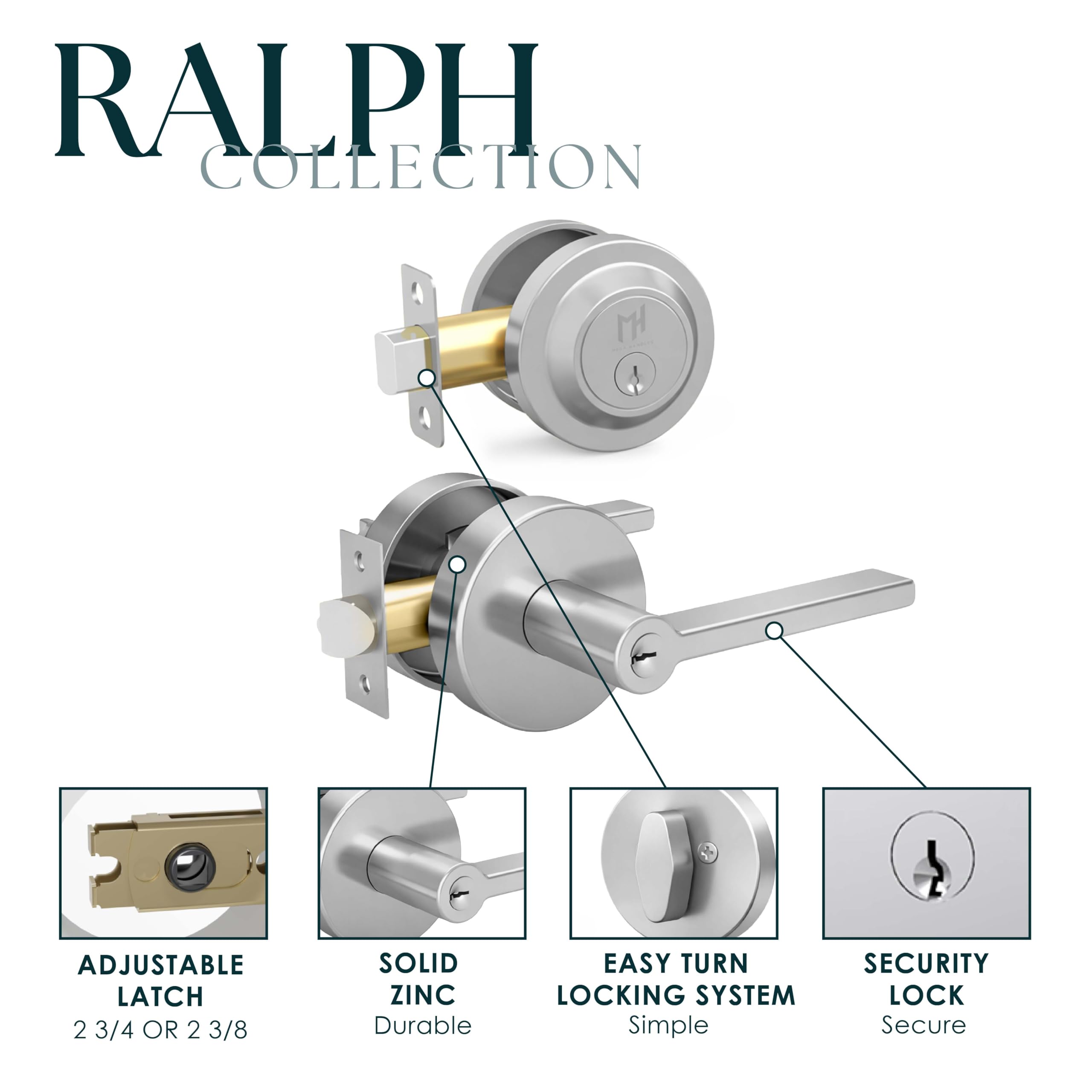 Mega Handles Ralph Entry Door Handle and Deadbolt Lock - 1 Pack ...