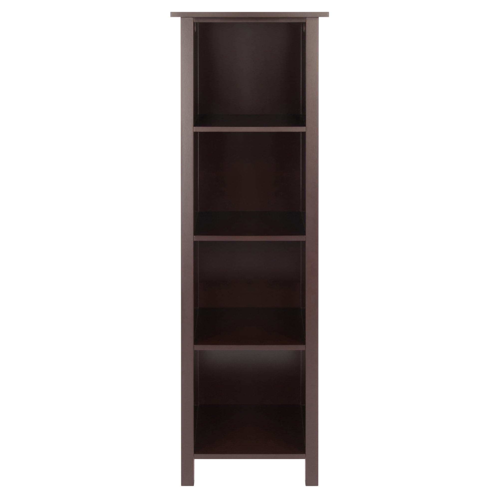 Transitional Walnut Brown 5-Tier Kids Storage Bookshelf