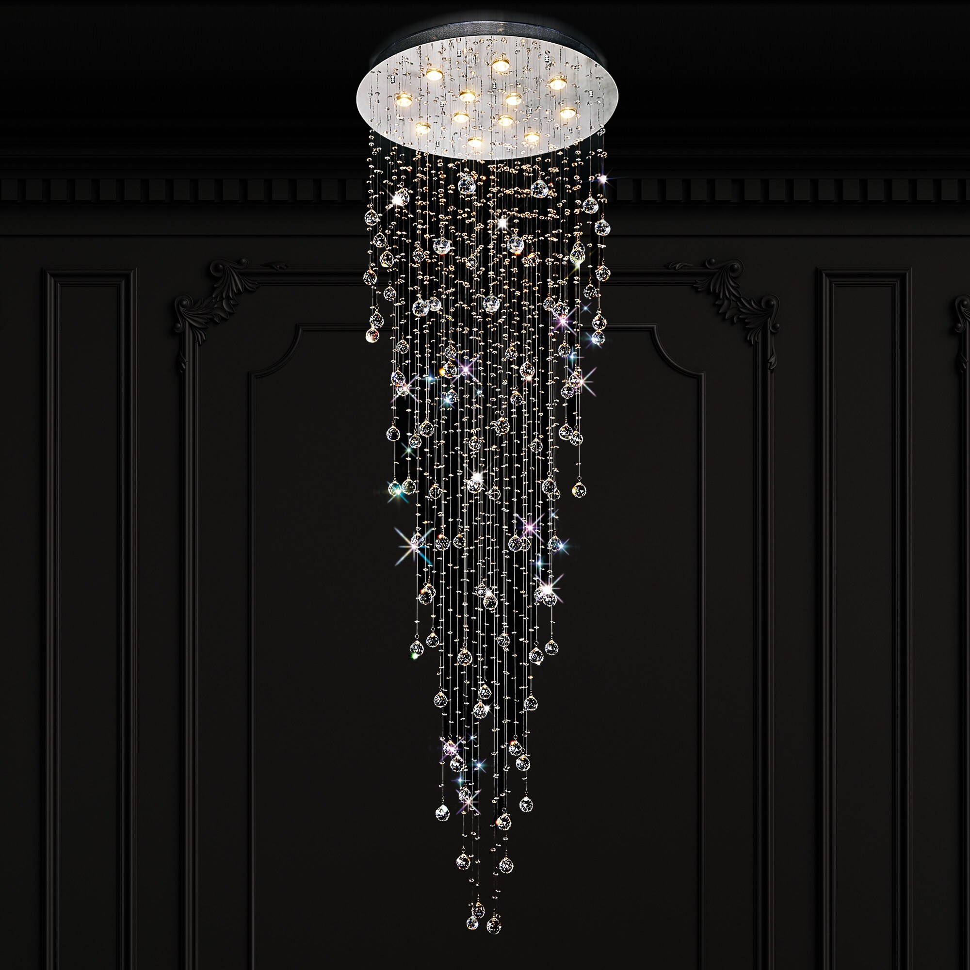 CWI Lighting 6601C32C-12 Rain Drop 12 -Light 32-in Multiple finishes Chrome Flush Mount Light