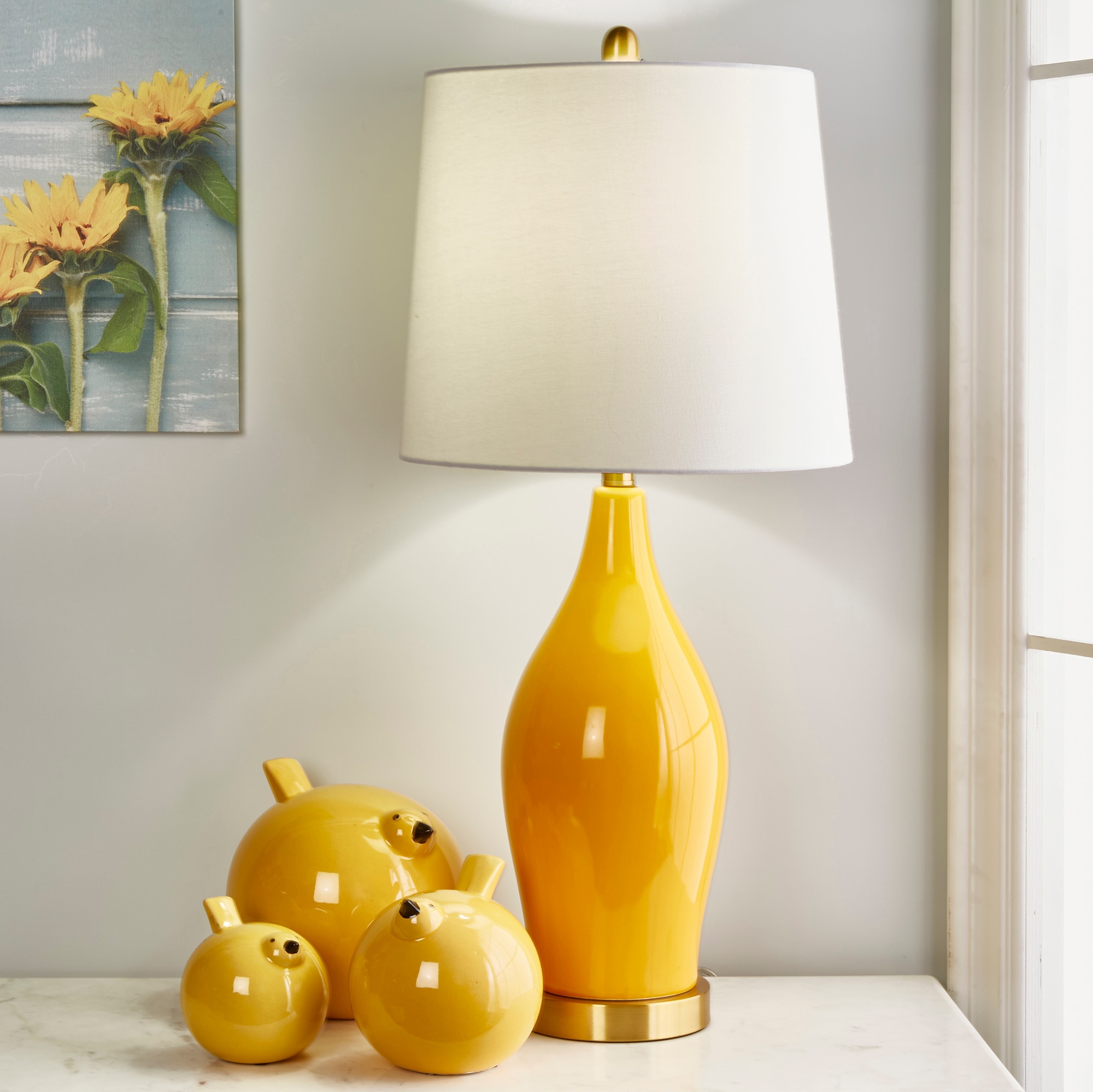 Sagebrook Home 14009-02 Yellow Ceramic Modern Figurine