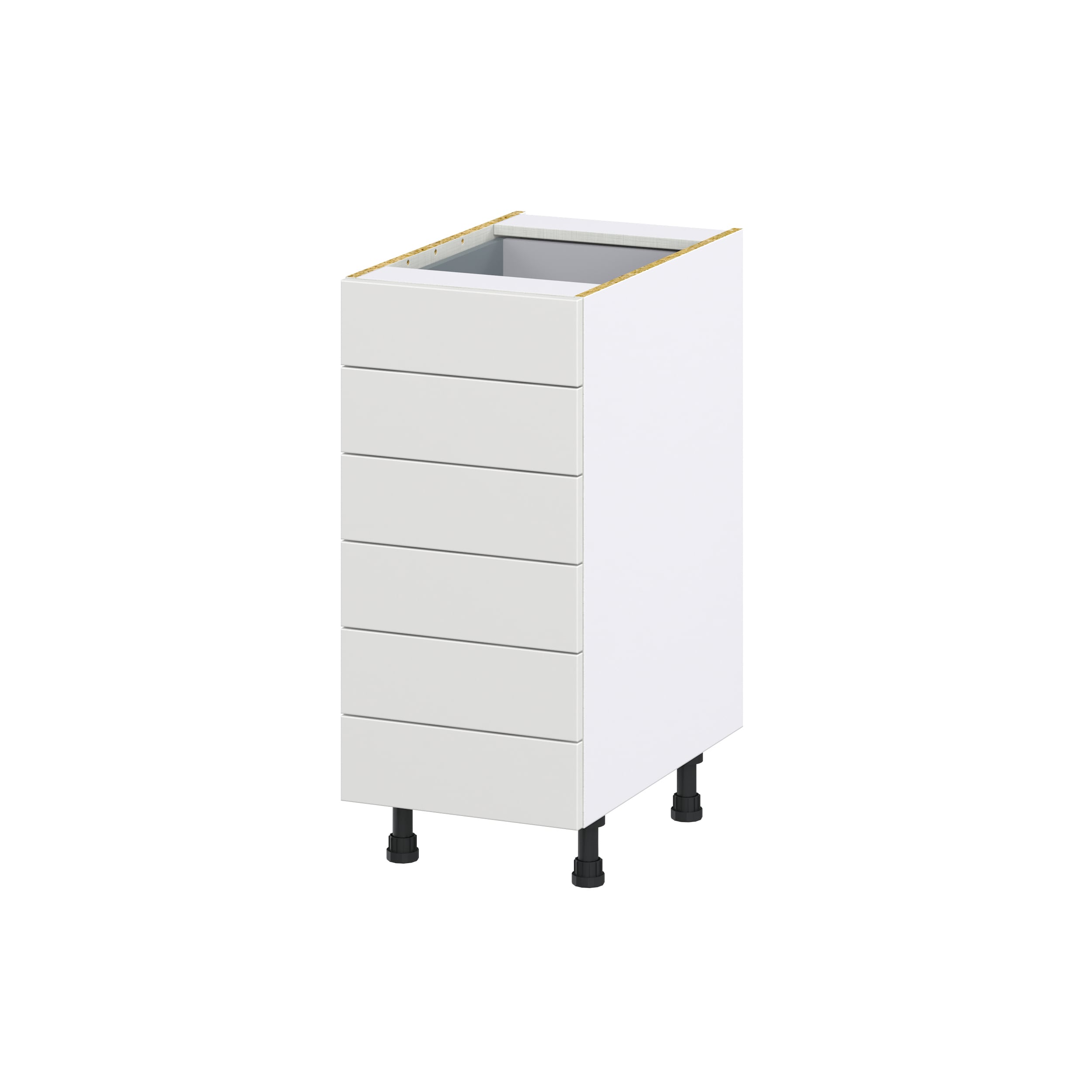 Hugo&Borg Riviera 15-in W x 34.5-in H x 24-in D Bright White 6-Drawer Base Fully Assembled Cabinet