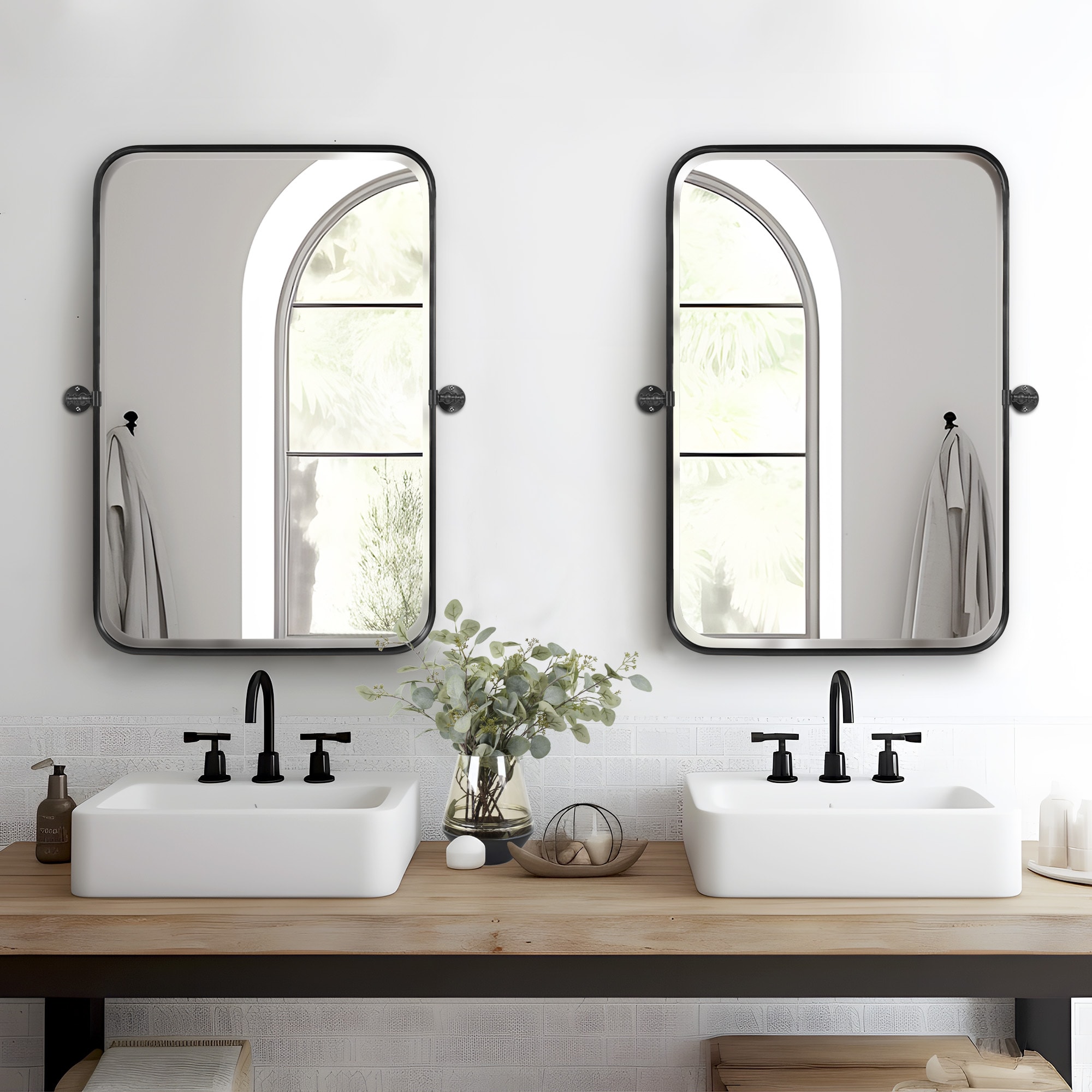 Dovelina LS-23091901 24-Inches x 36-Inches Framed Rectangle Bathroom Vanity Mirror ( Black )