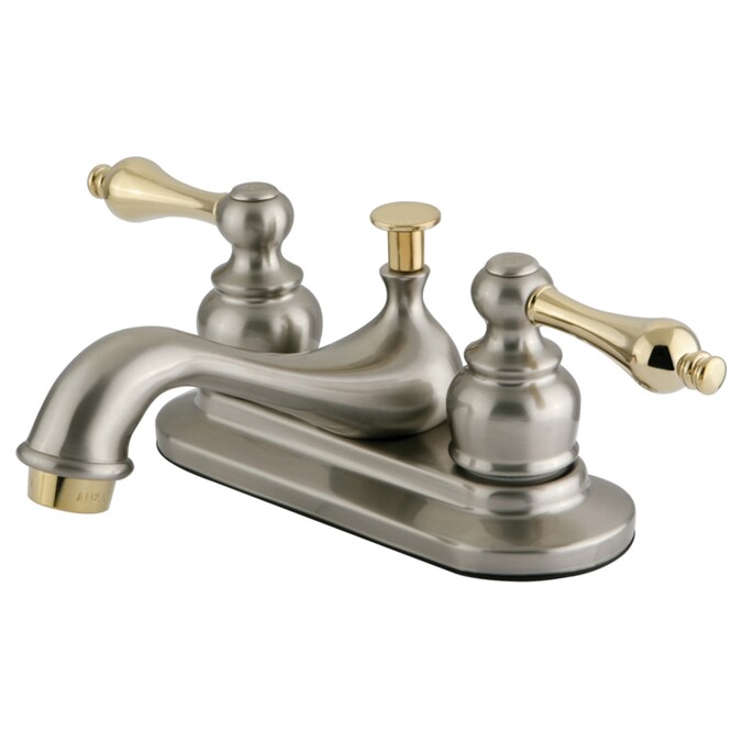Kingston Brass Concord Brushed Nickel Polished 2 Handle 4 In Centerset Bathroom Sink Faucet With Drain The Faucets Department At Com - Kb605al Restoration Centerset Bathroom Sink Faucet With Pop Up Drain