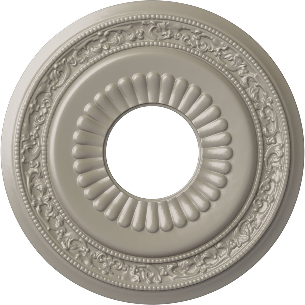 Ekena Millwork CM20LNPWS Lauren 20.625-Inches W x 20.625-Inches L Painted Pearl White Polyurethane Whole Ceiling Medallion