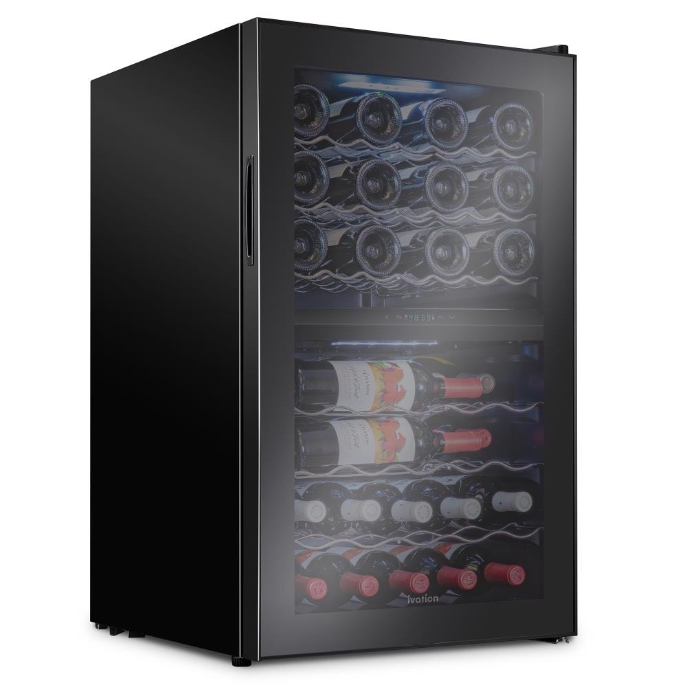 Ivation 43 Bottle Capacity Black Dual Zone Cooling Freestanding Wine Chiller In The Wine Coolers Department At Lowes Com