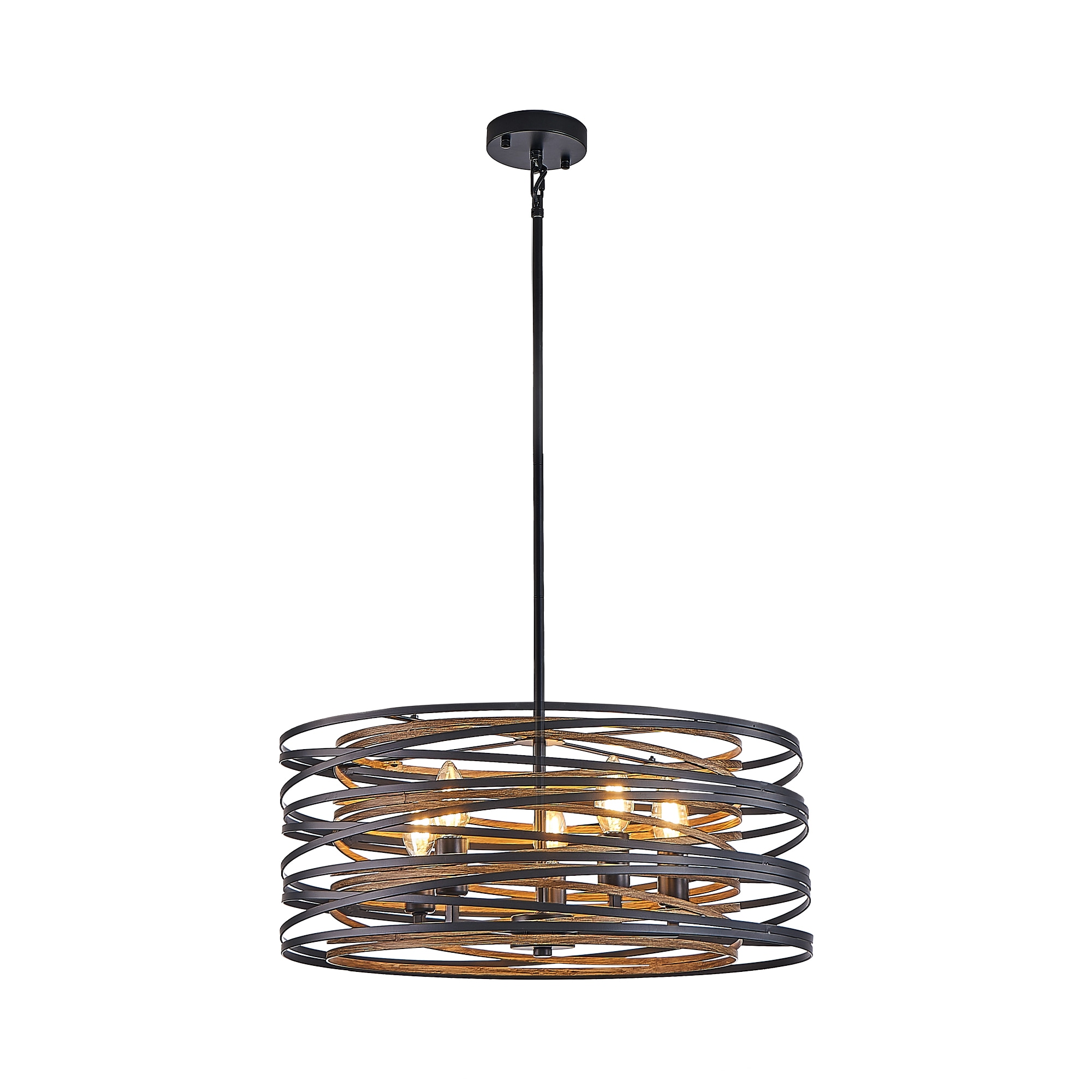 Ayelon Pendant Light 5 -Light Black Industrial Drum Hanging Pendant Light