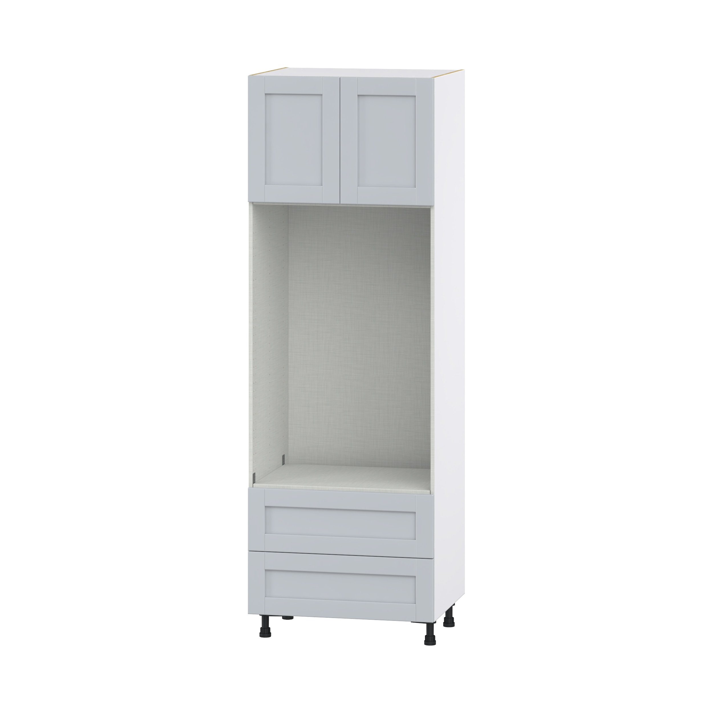 Hugo&Borg DSTMO2DA3089.5-CH Charlesberg 30-in W x 89.5-in H x 24-in D Light Gray 2 -Drawers Microwave Pantry Fully assembled Cabinet (Flat Panel Shaker)