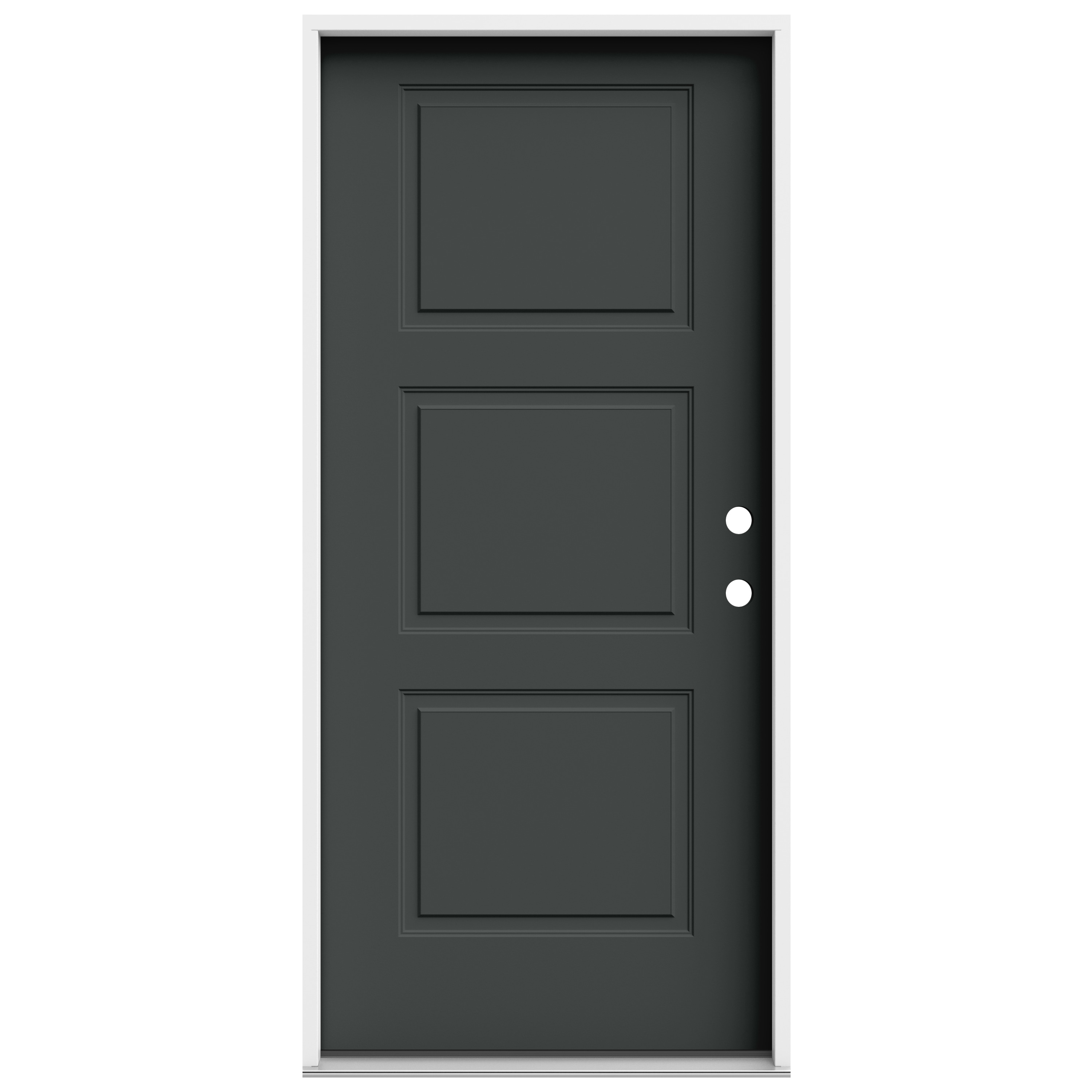JELD-WEN LOWOLJW250200007 36-in x 80-in x 4-9/16-in Steel Left-Hand Inswing Slate Painted Prehung Front Door Insulating Core