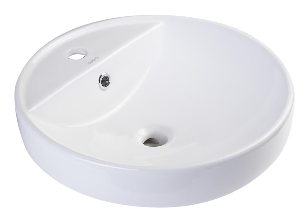 EAGO BA141 Porcelain Vessel Round Modern White Bathroom Sink ( 18.5-Inches x 18.5-Inches )