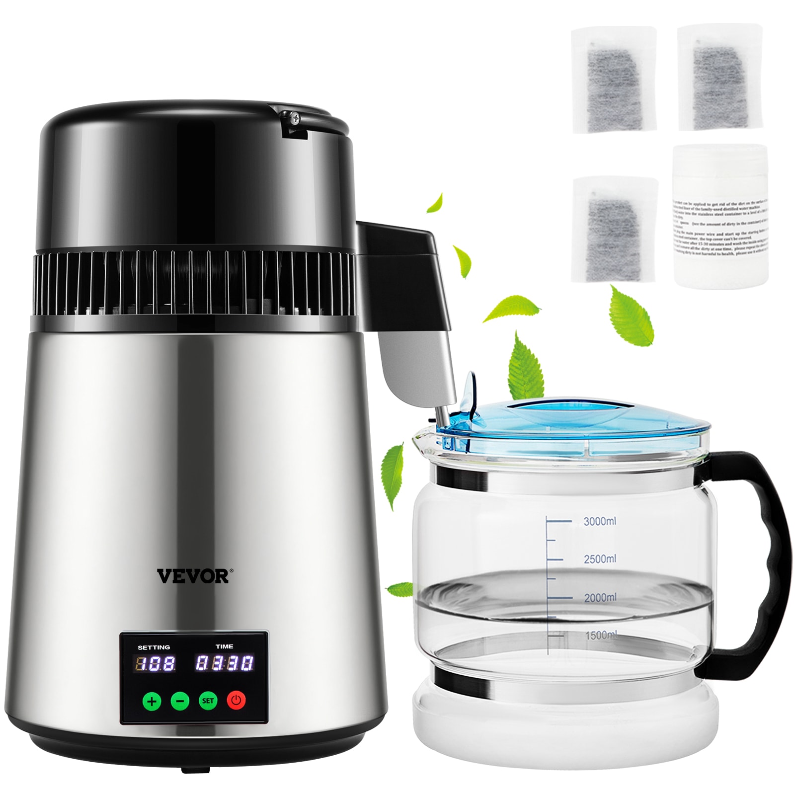 VEVOR 750 W 0.3 Gal/H Water Distiller Black 1-Cup Corded Digital Electric Kettle with Automatic Shut-Off D1LH1LH4L110VH647V1 Sansujyuku sansujyuku.com