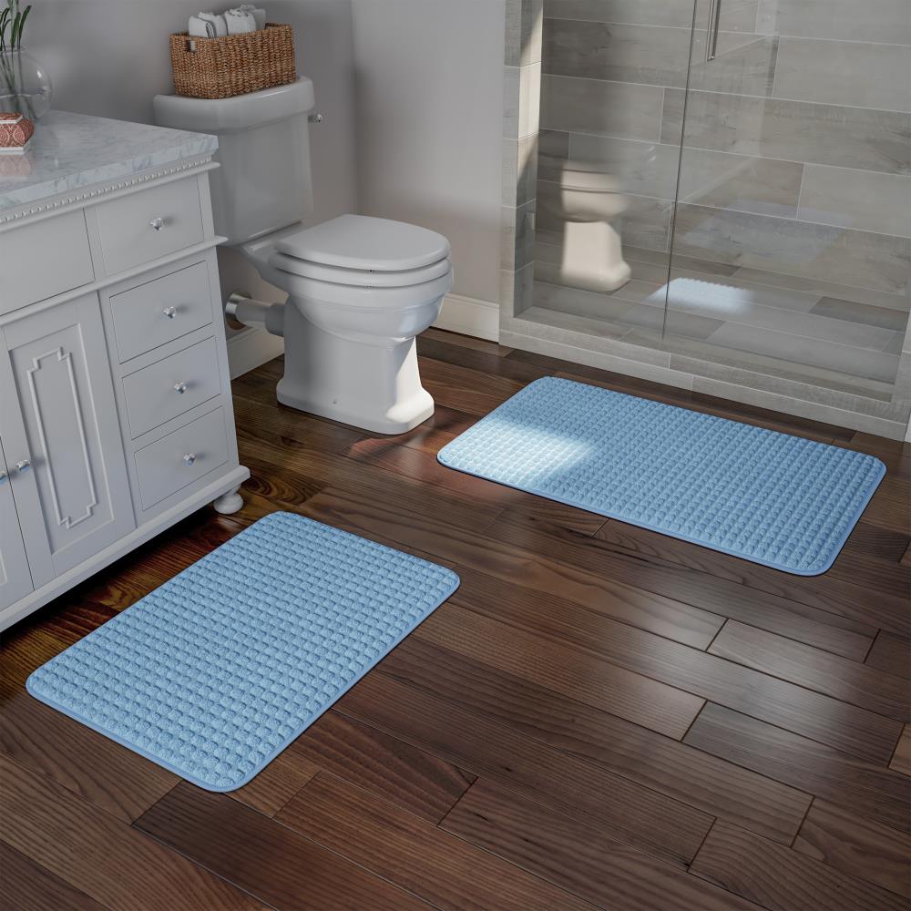 Hastings Home Bathroom Mats 31.5-in x 20.5-in Blue Rubber Memory Foam Bath  Mat in the Bathroom Rugs & Mats department at