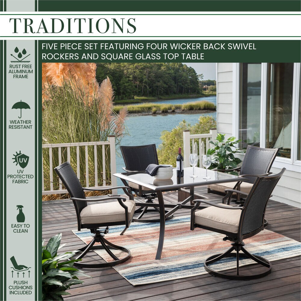 Hanover TRADDNWB5PCSWSQG-TAN Patio-Dining-Sets - View #2