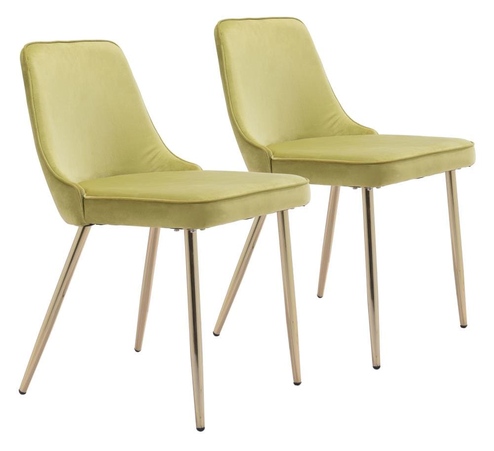 Zuo Modern 100840 Set of 2 Merritt Contemporary/Modern Polyester/Polyester Blend Upholstered Dining Side Chair (Metal Frame)
