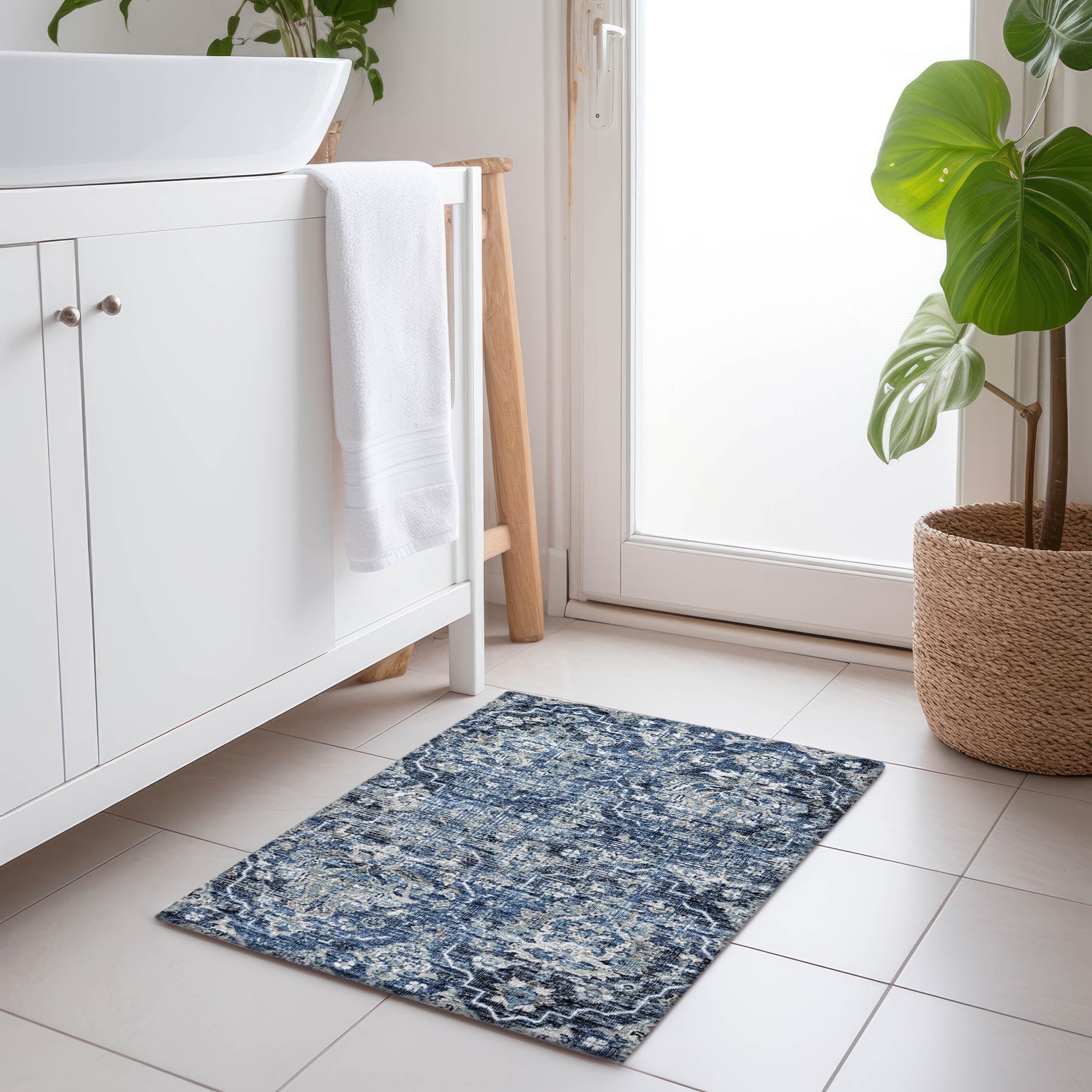 Addison Rugs AMF94BL20X30 Mayfield AMF94BL 2 x 3 (ft) Loomed Polyester Blue Rectangular Indoor Abstract Machine washable Area rug