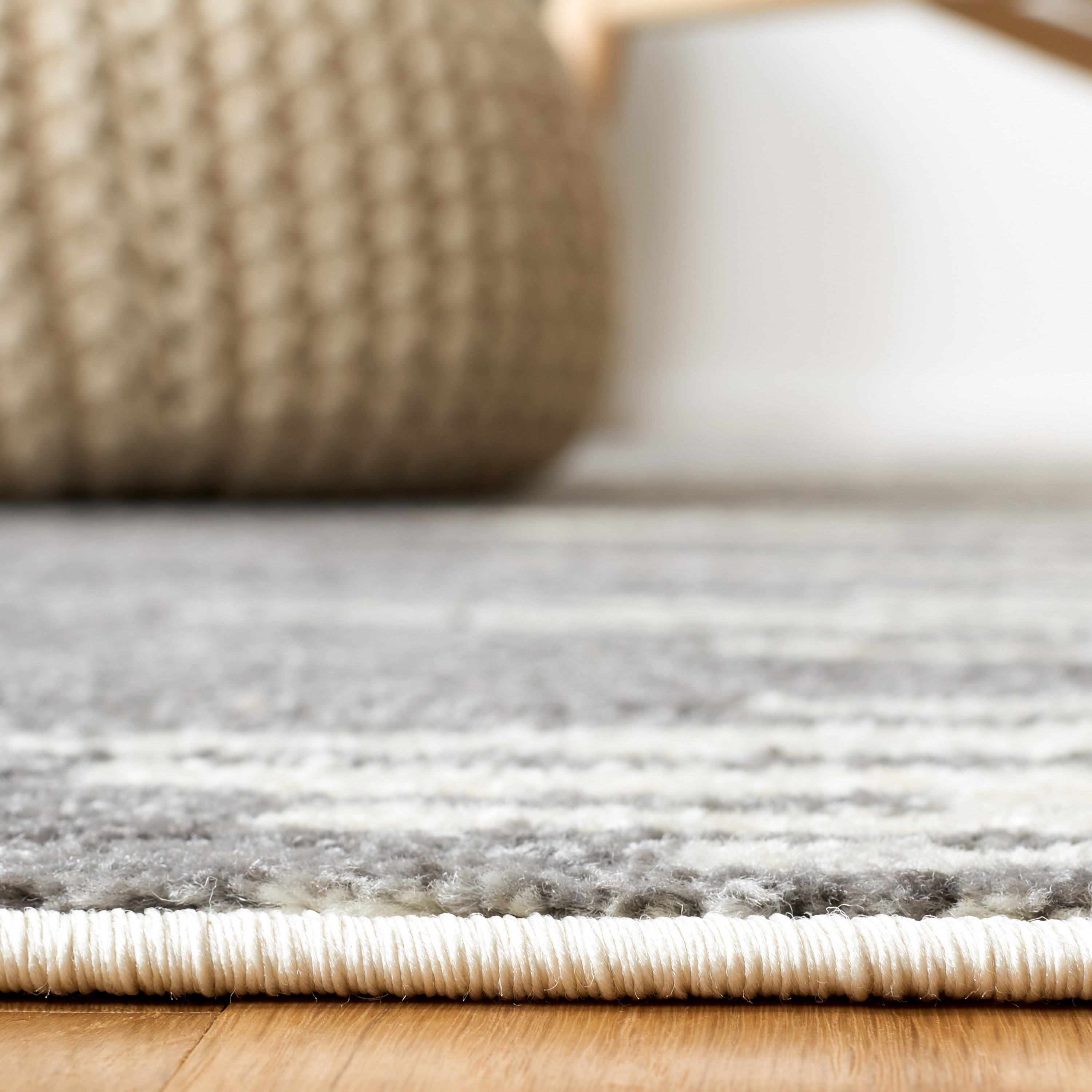 Gray and Ivory Geometric Rectangular Area Rug