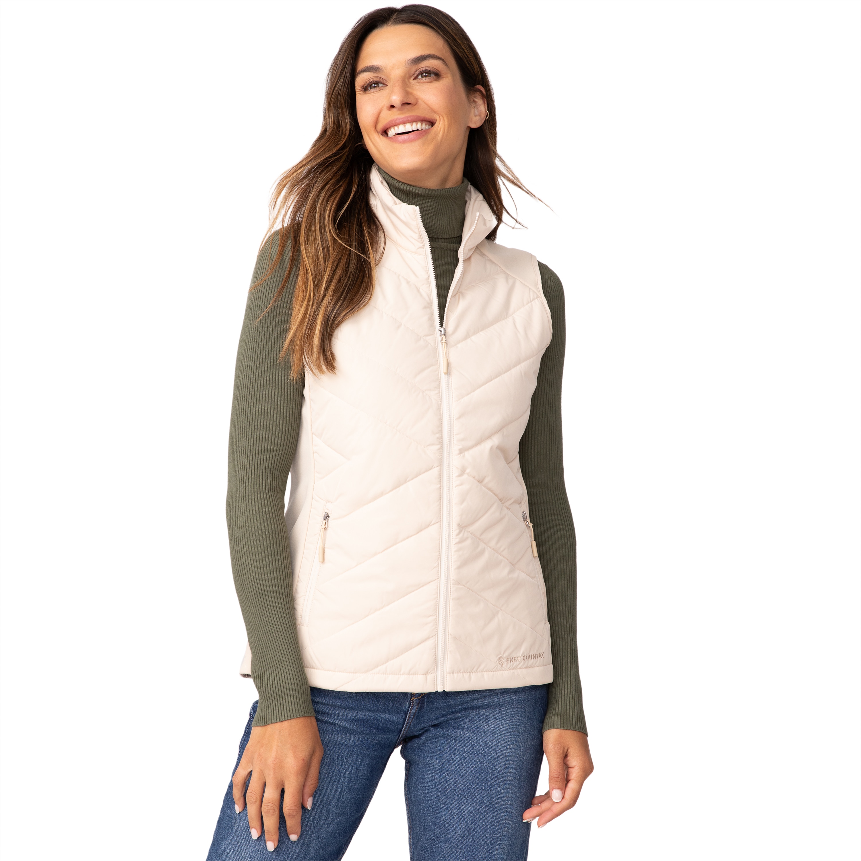 Free Country 7LOS5633 LINEN L Women's White Polyester Reversible Vest L