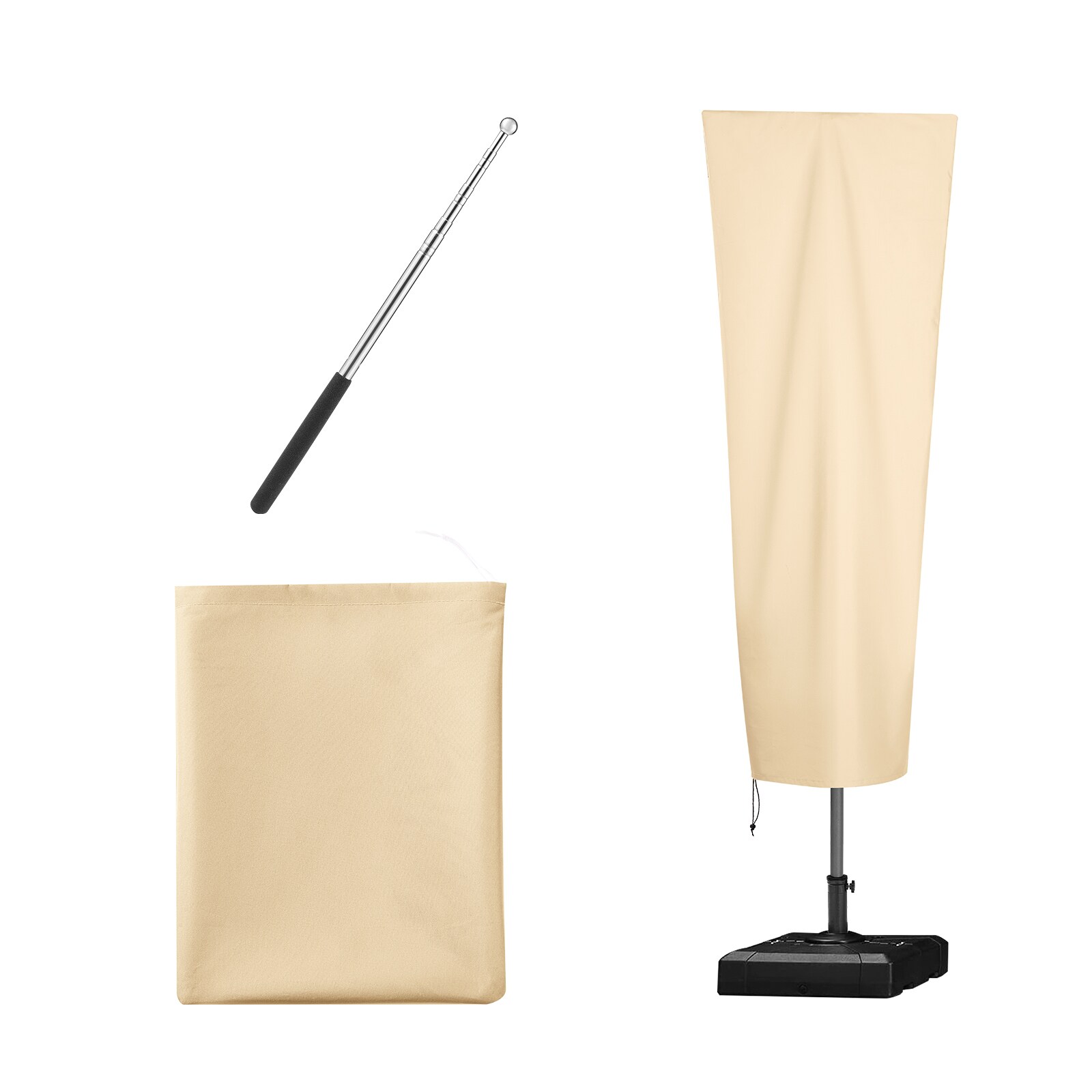 VEVOR SCHWS420DPU105776V0 Patio Umbrella Cover  up to 13ft Windproof  420D Oxford Cloth  PU Coating 2000  UV Resistant Outdoor Patio Umbrella Cover Beige  with Storage Bag  Convenient Storage