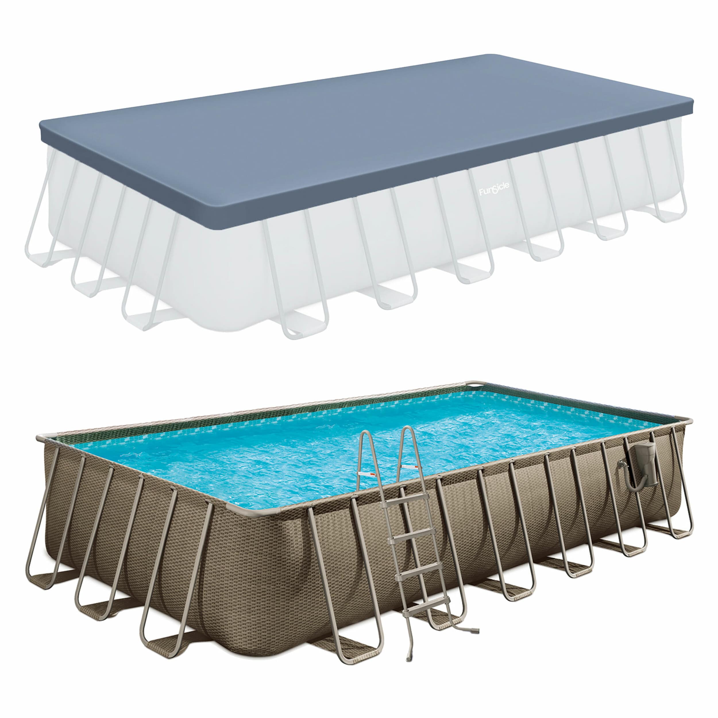 Funsicle 401511 24-Feet x 12-Feet x 52-Inches Metal frame Rectangle Above-Ground Pool with Filter Pump with Ground Cloth with Pool Cover with Ladder