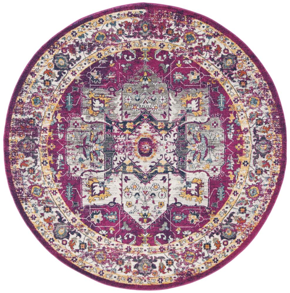 Safavieh EVK275R-7R Evoke Livia 7 x 7 (ft) Loomed Synthetic Fuchsia/Ivory Round Indoor Distressed/Overdyed Vintage Area rug