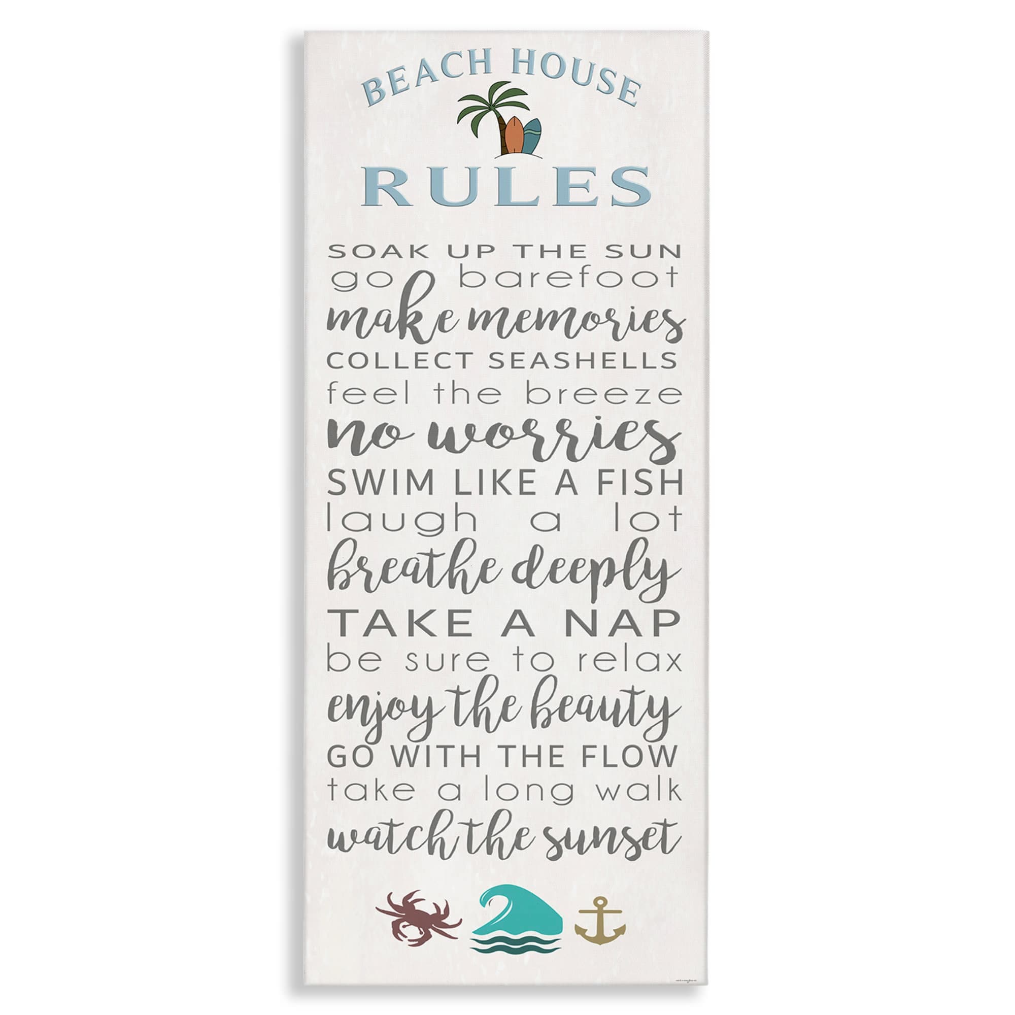 Stupell Industries BT-560-CN-17X40 Fun Activities Beach House Rules Canvas design by Seven Trees Design