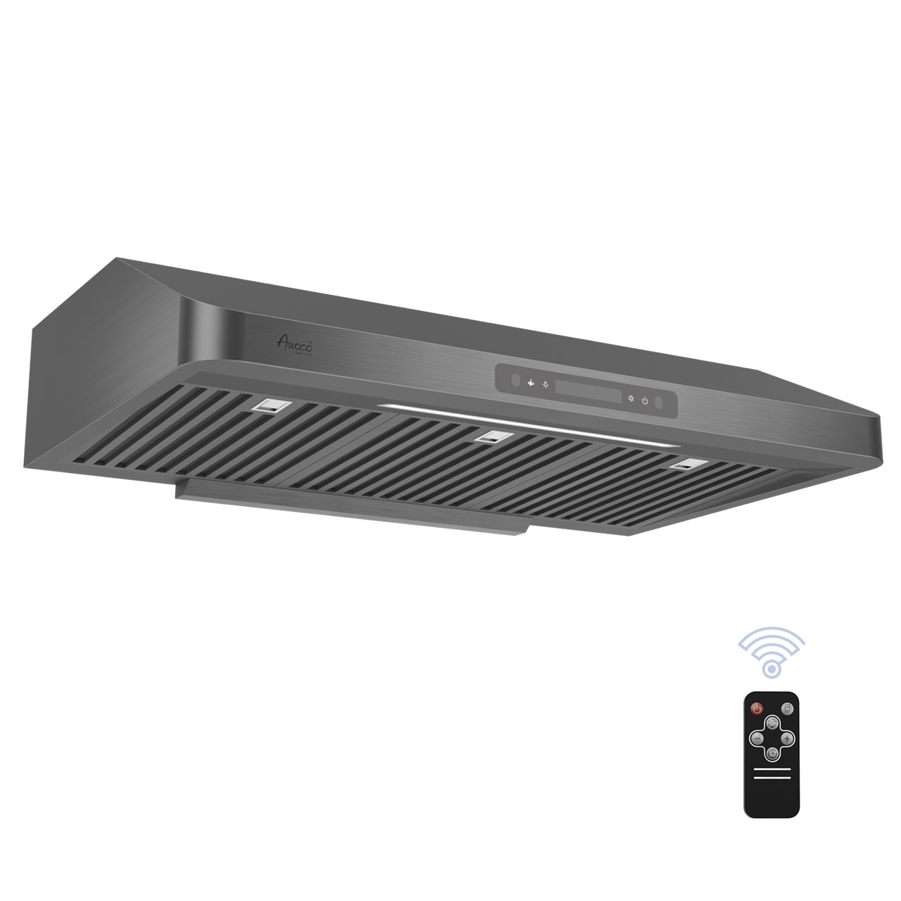 Awoco RH-UC7-36BLK-RT 36 inch Ducted 900-CFM Black Stainless Steel Under Cabinet Range Hood