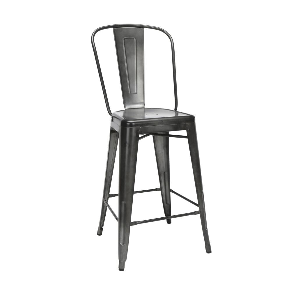 OFM 161 Collection Set of 4 Gunmetal Counter height Metal Bar Stool at