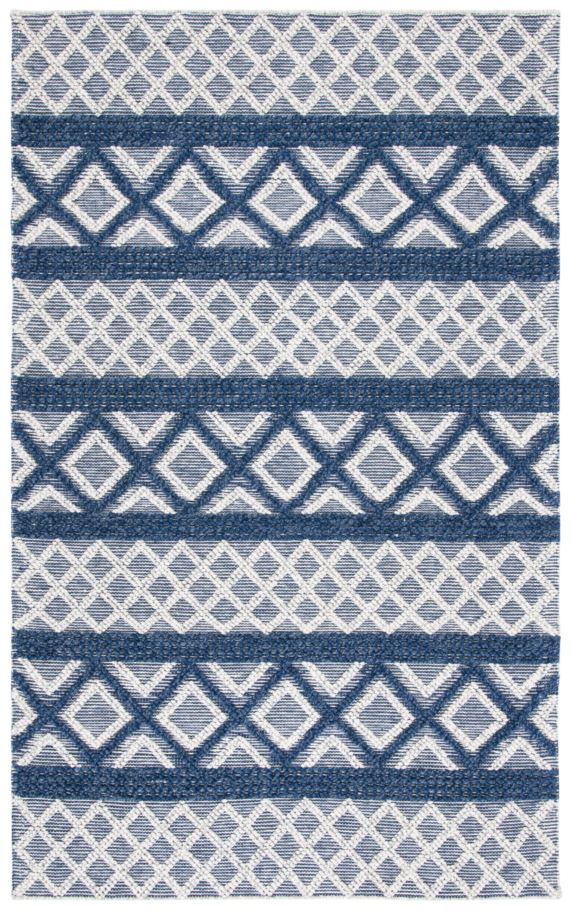Safavieh VRM211N-5 Vermont Magi 5 x 8 (ft) Wool Ivory/Blue Rectangular Indoor Geometric Bohemian/Eclectic Area rug