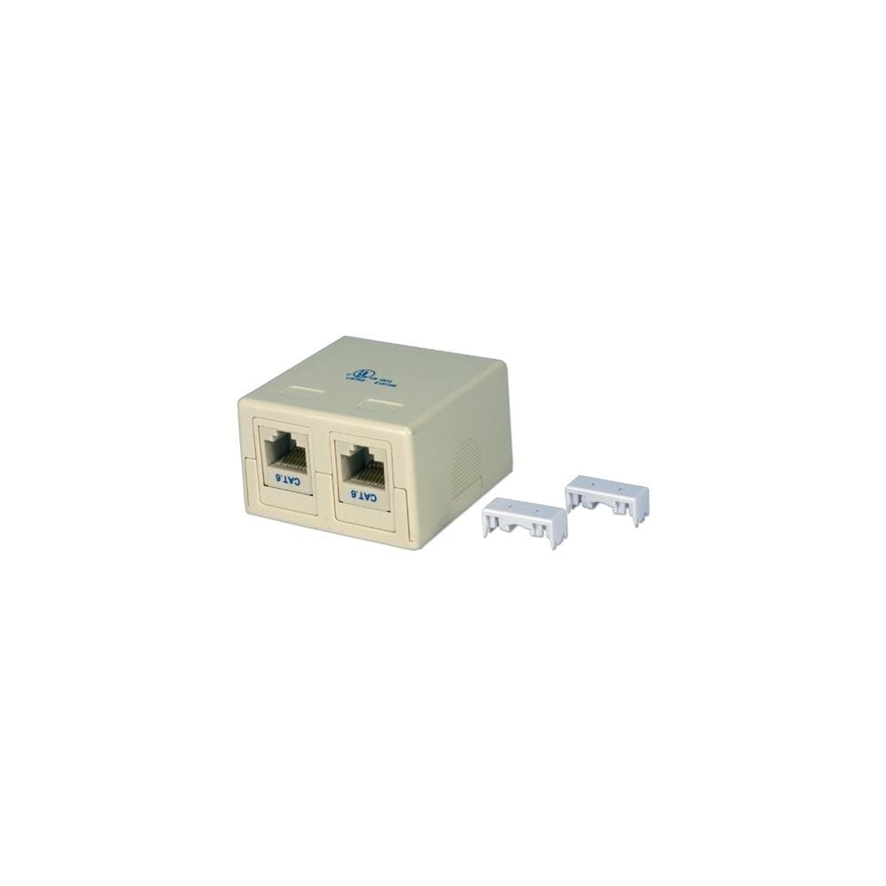  ZX9QVS075 Dual Port CAT6 Keystone Jack Beige Surface Mount Box Kit