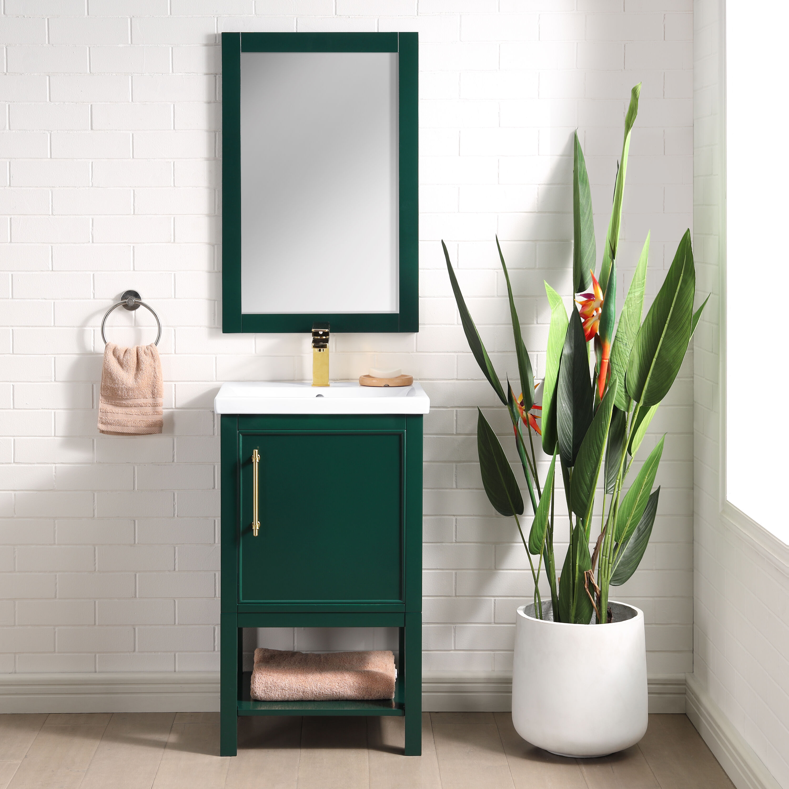 Sudio Design TAYLOR-20FG TAYLOR 20-in Forest Green Single Sink Bathroom Vanity with White Ceramic Top
