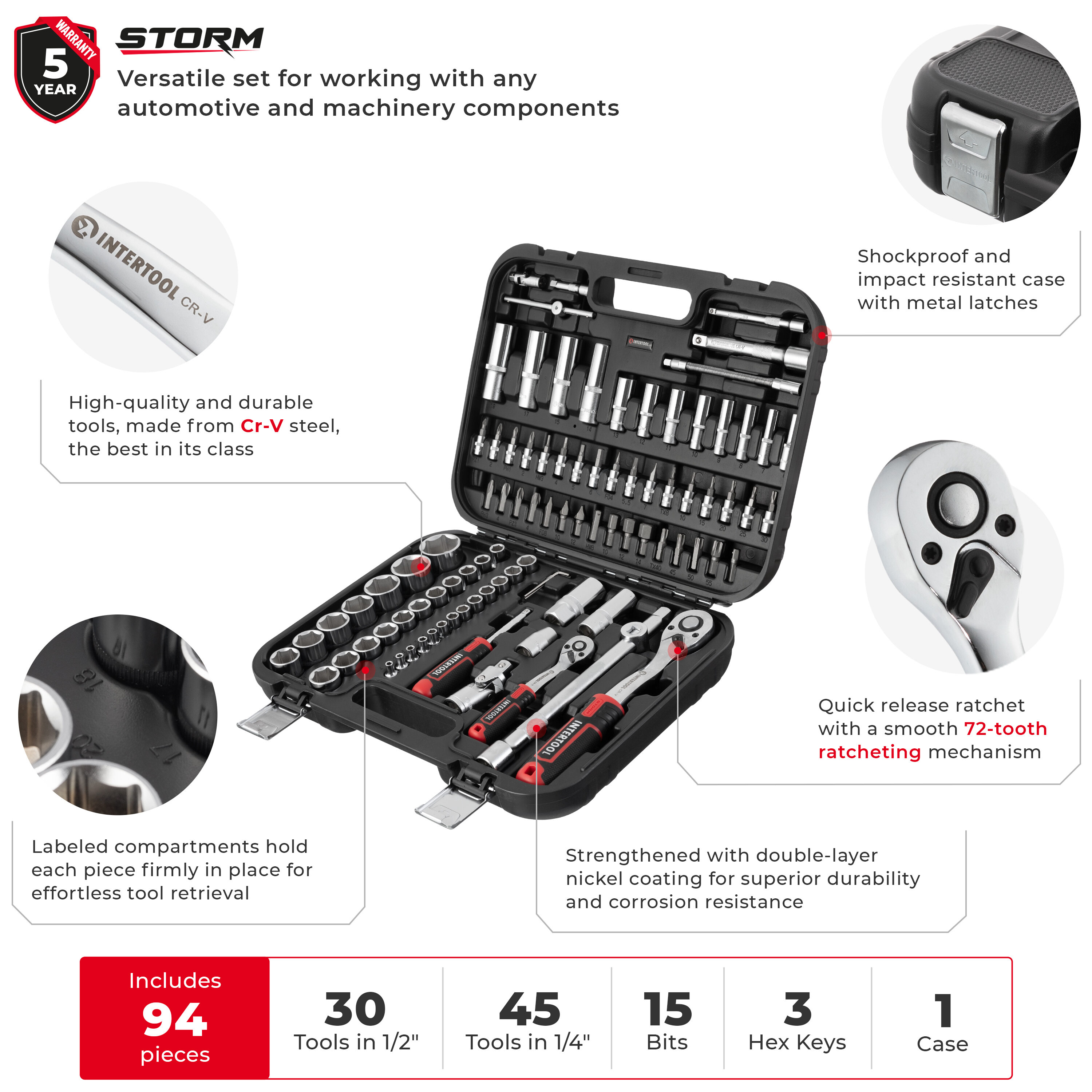 INTERTOOL ET08-8094 Mechanics-Tool-Sets - View #2
