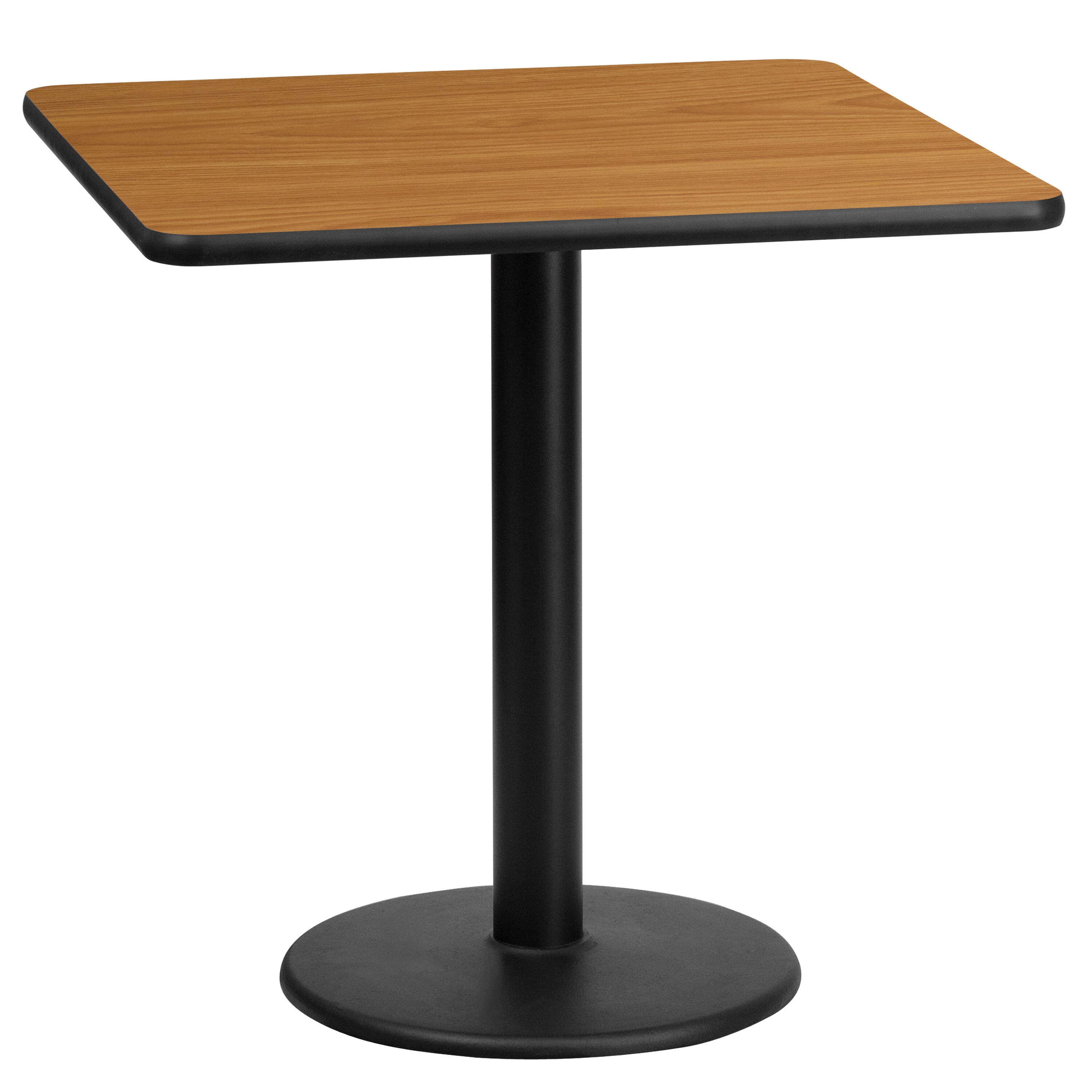 Flash Furniture 889142007098 Natural Contemporary/Modern Dining Table, Wood veneer with Black Metal Pedestal Base 24-Inches L x 31.13-Inches H