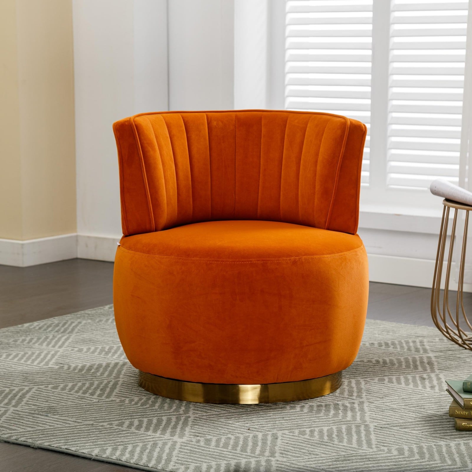 GlasFlength - Swivel Cuddle Barrel Accent Chair with Wraparound Back Support Wide Lounge Seating...