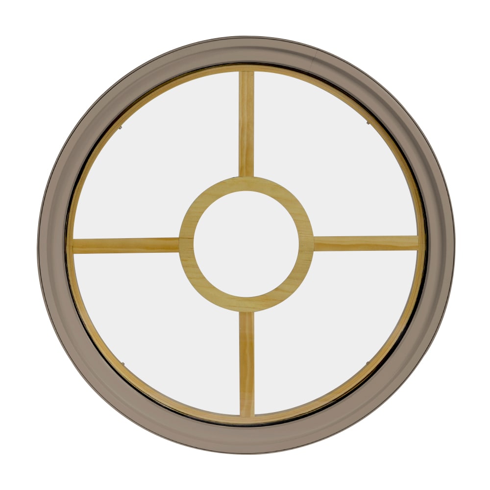 FrontLine Bldg. Products 1818RD65LIG2TSD 18-in x 18-in Sandstone Round Accent Window with Grids