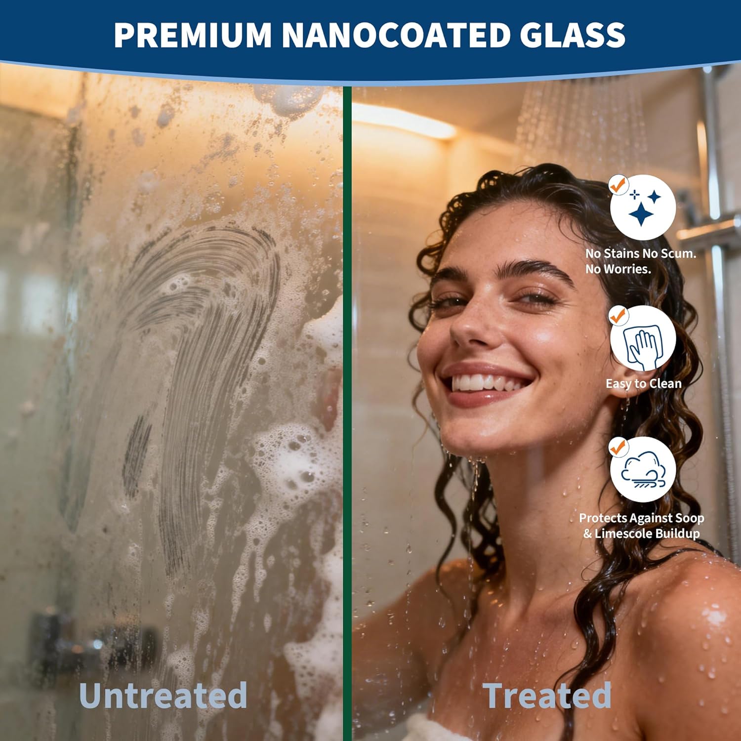 GAOMON Frameless Sliding Glass Shower Door 60x72 Inch 6mm Clear