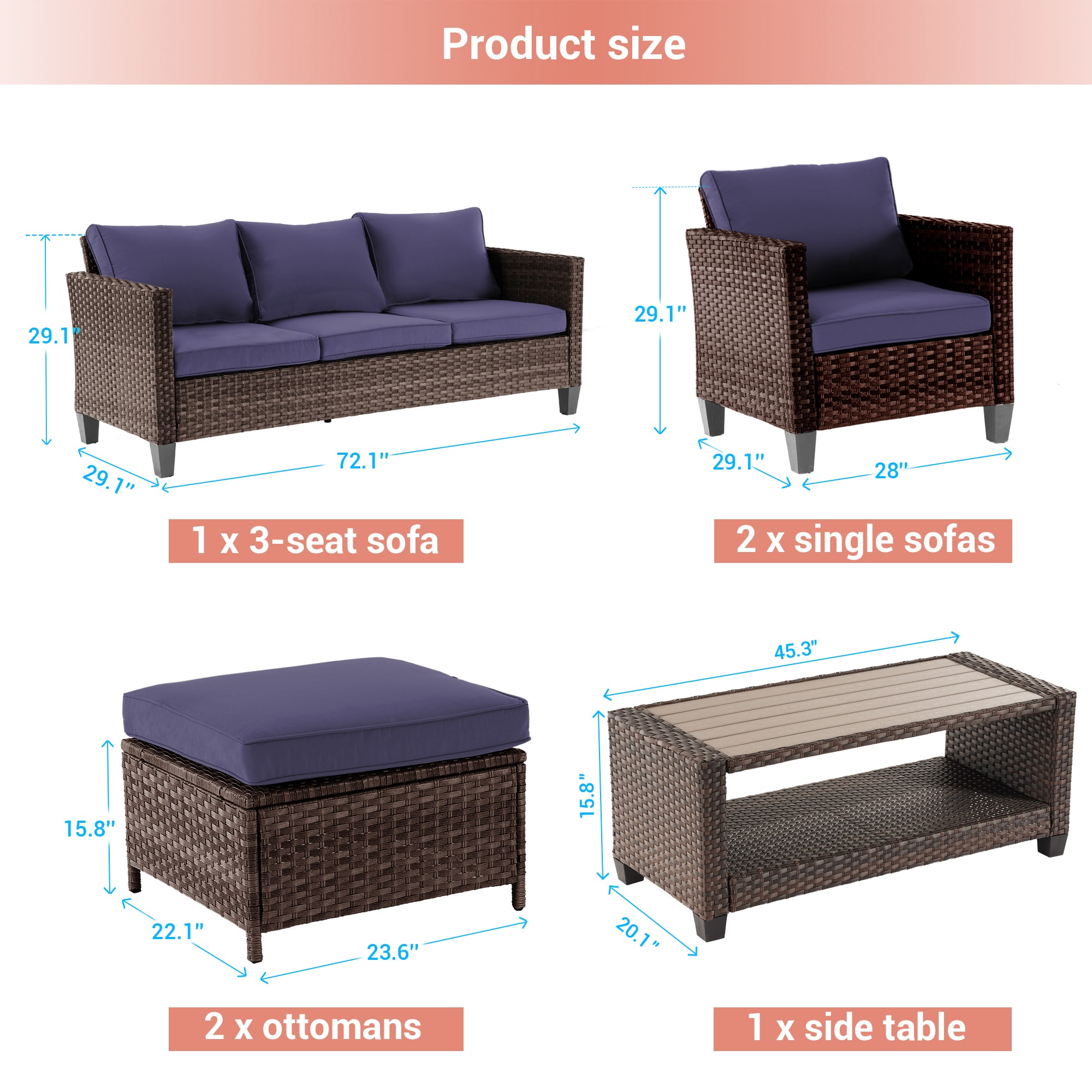 Sonkuki SD-AB-BNY-95T13 Patio-Conversation-Sets - View #2