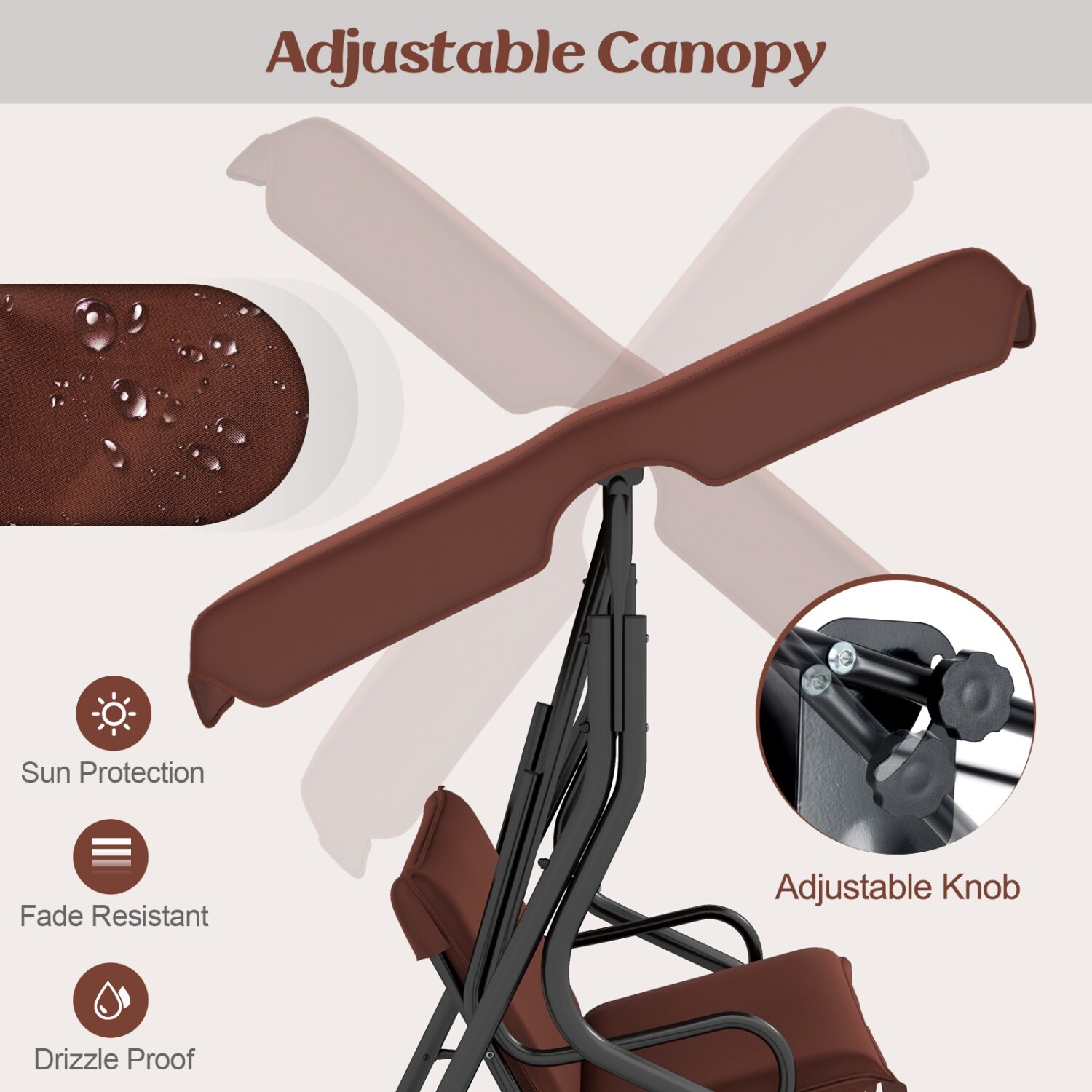 Costway CSHY005404 Replace-Porch-Swing-Glider-Tops - View #5